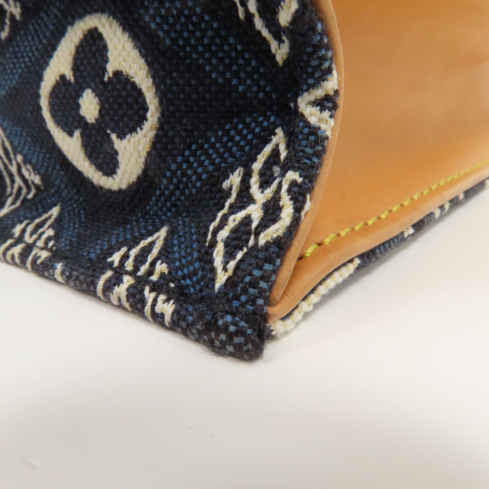 LOUIS VUITTON 【激減優惠】帆布/皮革Petit Sac Plat金扣手挽肩背兩用袋藍色