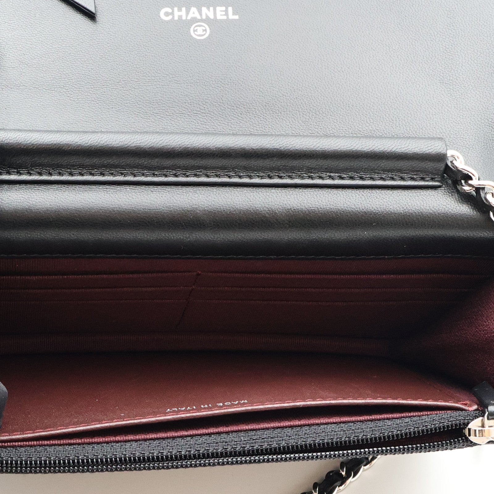 CHANEL 羊皮皮革WOC Wallet On Chain銀扣鏈帶肩背袋