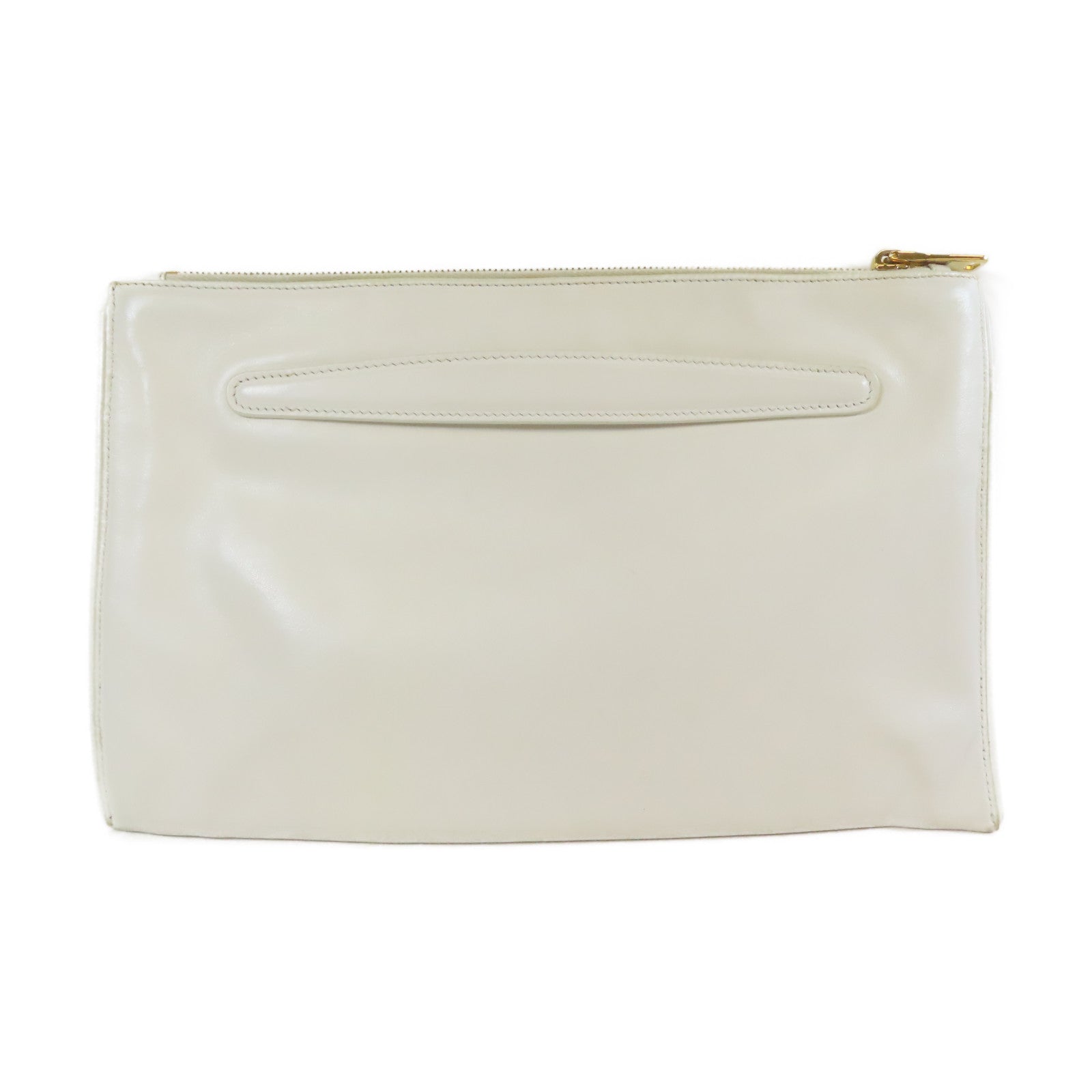 Miu Miu 【激減優惠】牛皮皮革Clutch Pouch With Handle金扣手拿包白色