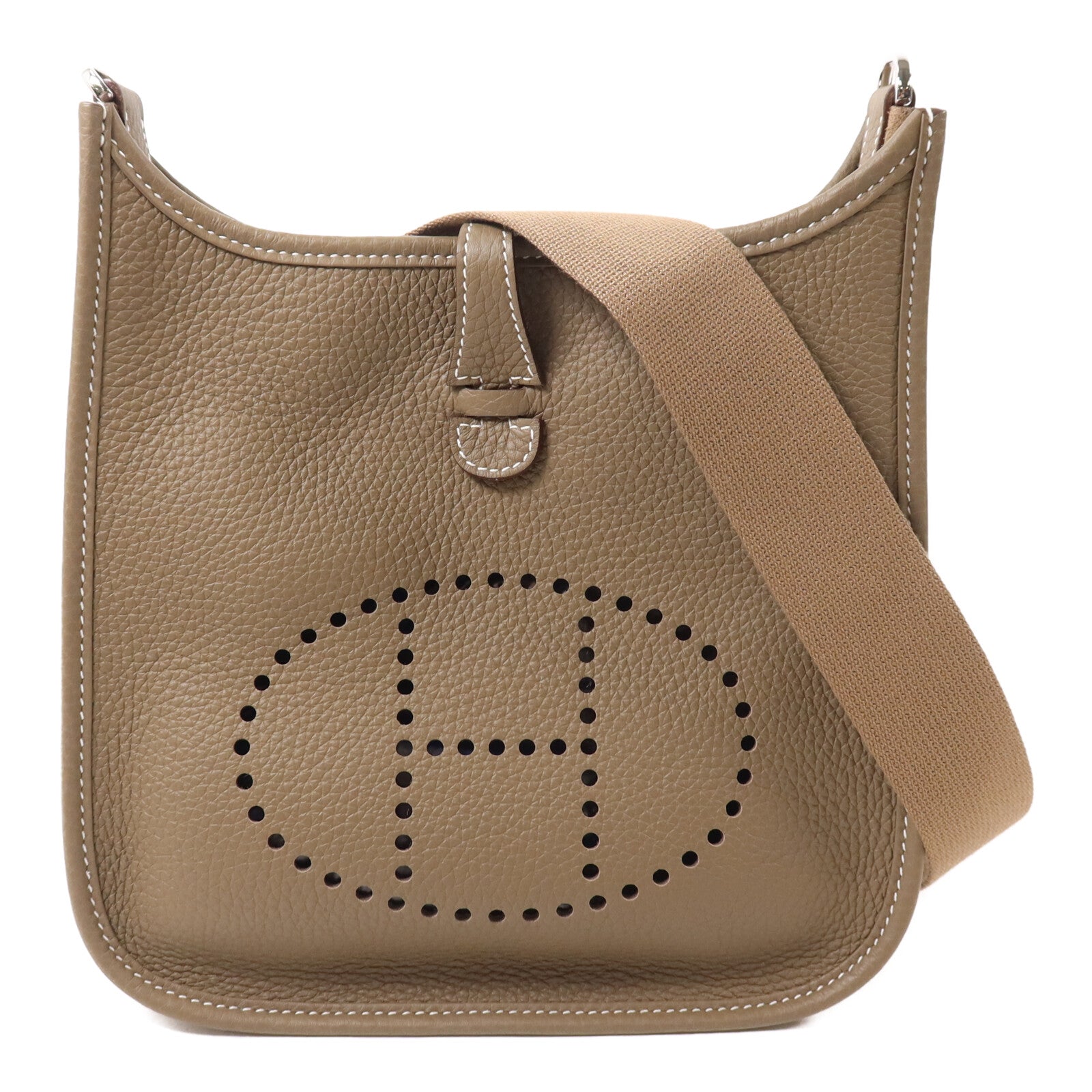 HERMES Clemence皮革Evelyne 23肩背袋Etoupe