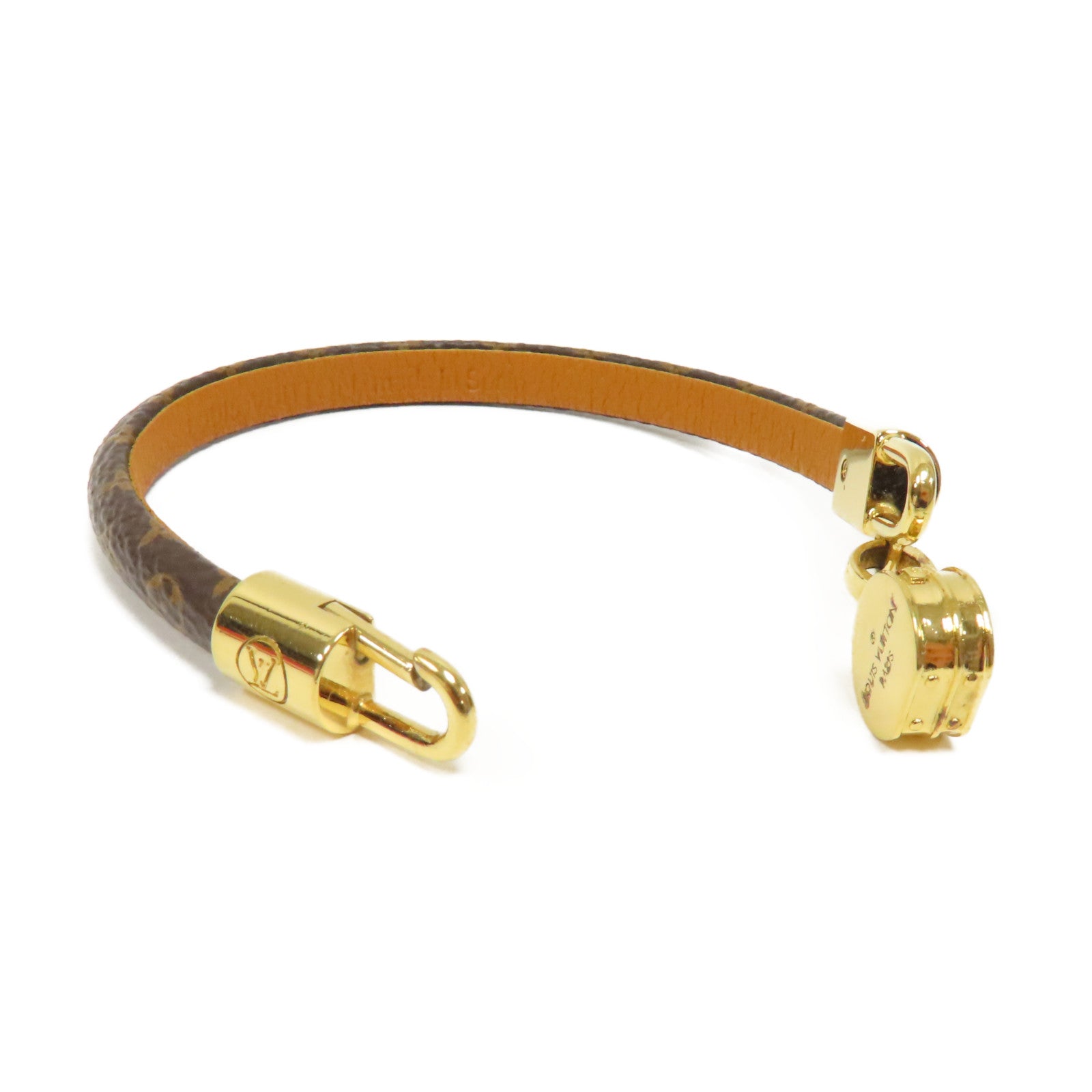 LOUIS VUITTON Monogram/金屬LV Tribute Charm Bracelet金扣手鐲啡色