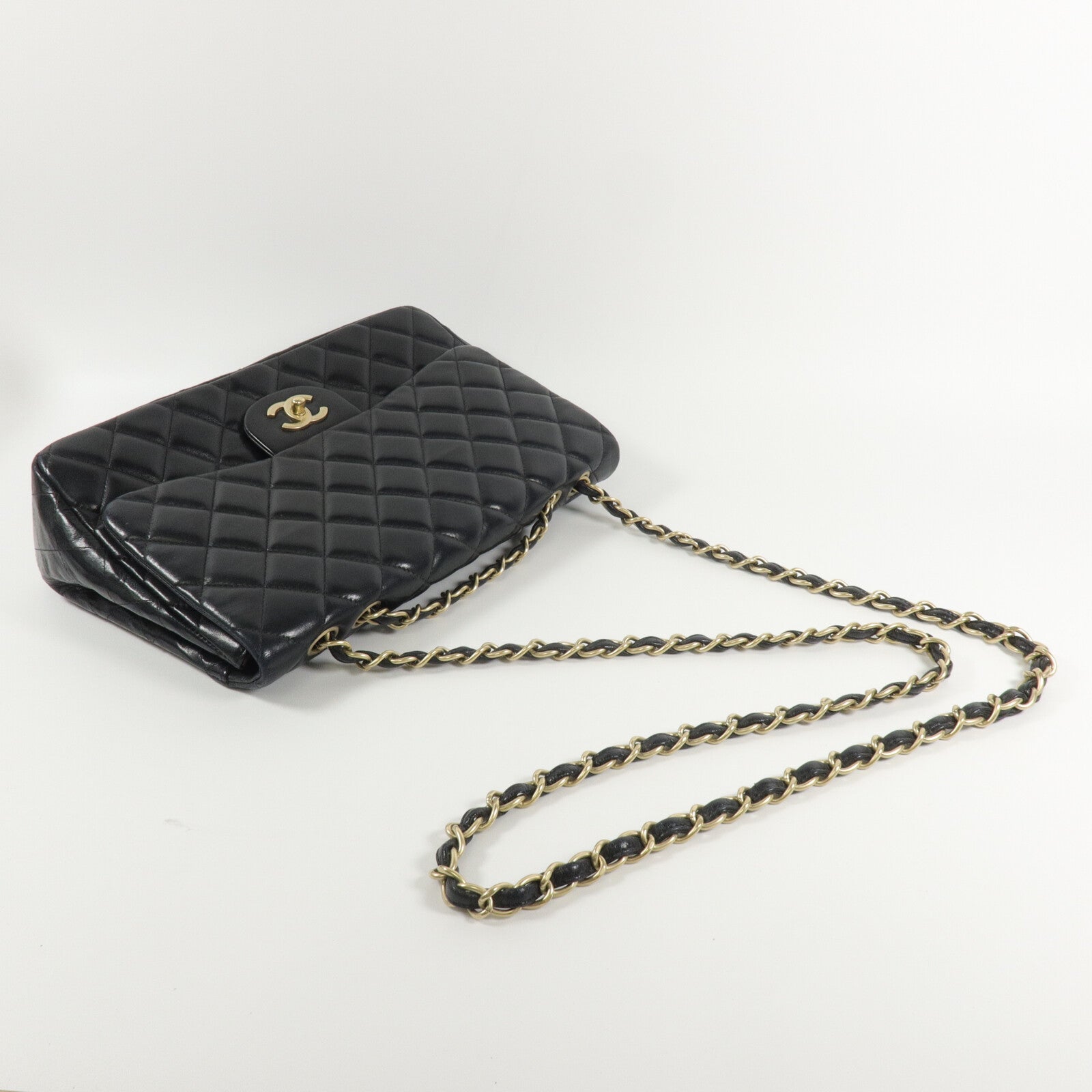 CHANEL 羊皮皮革Large Classic鏈帶肩背袋