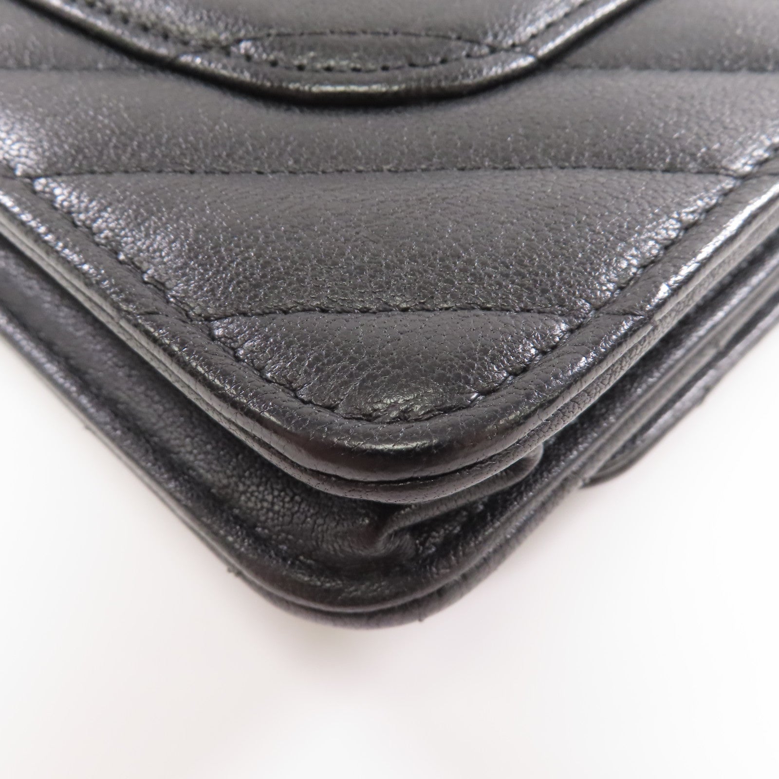 CHANEL 斜紋羊皮皮革2.55 Wallet On Chain鏈帶肩背袋黑色