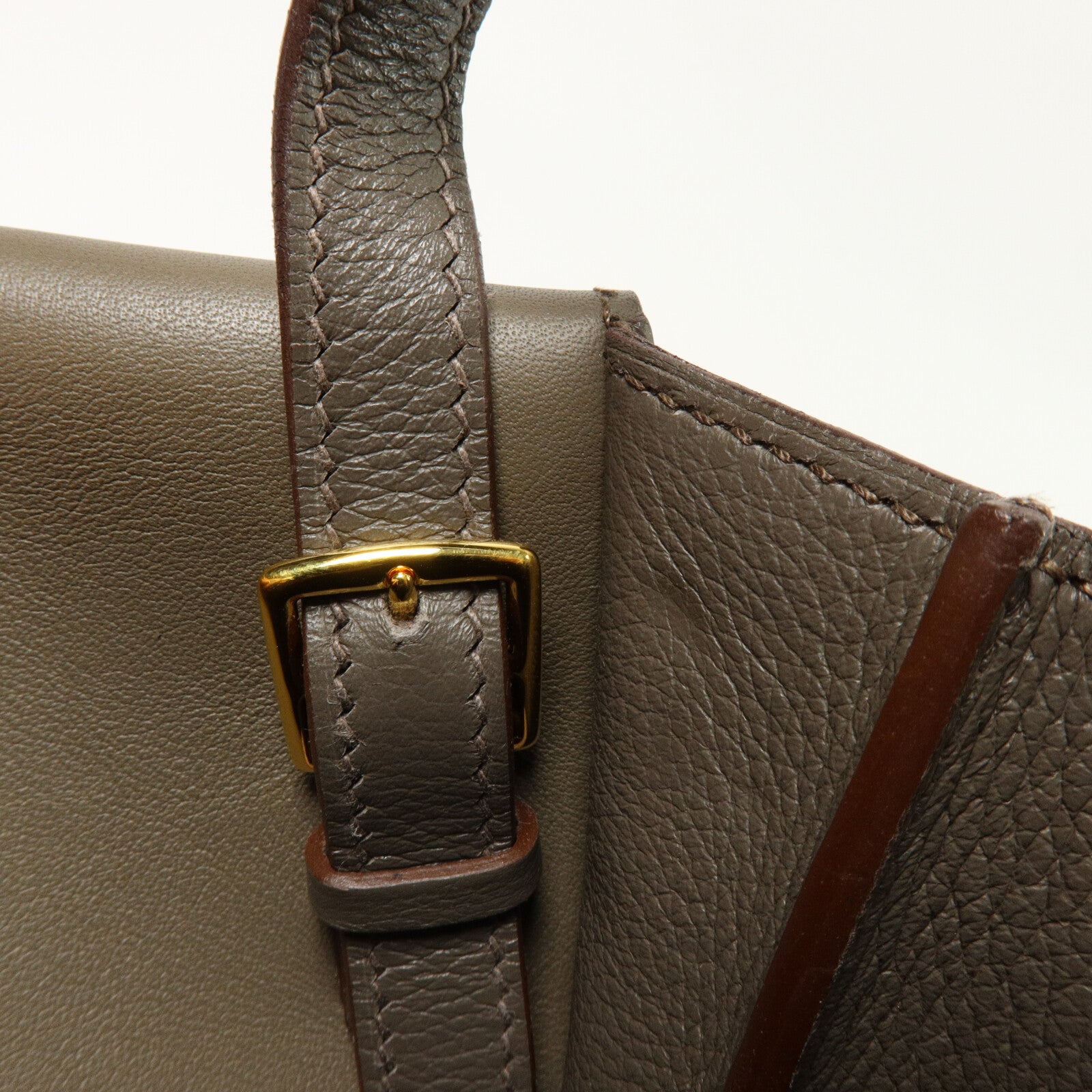 HERMES Evercolor皮革Halzan 25手挽肩背兩用袋Etain