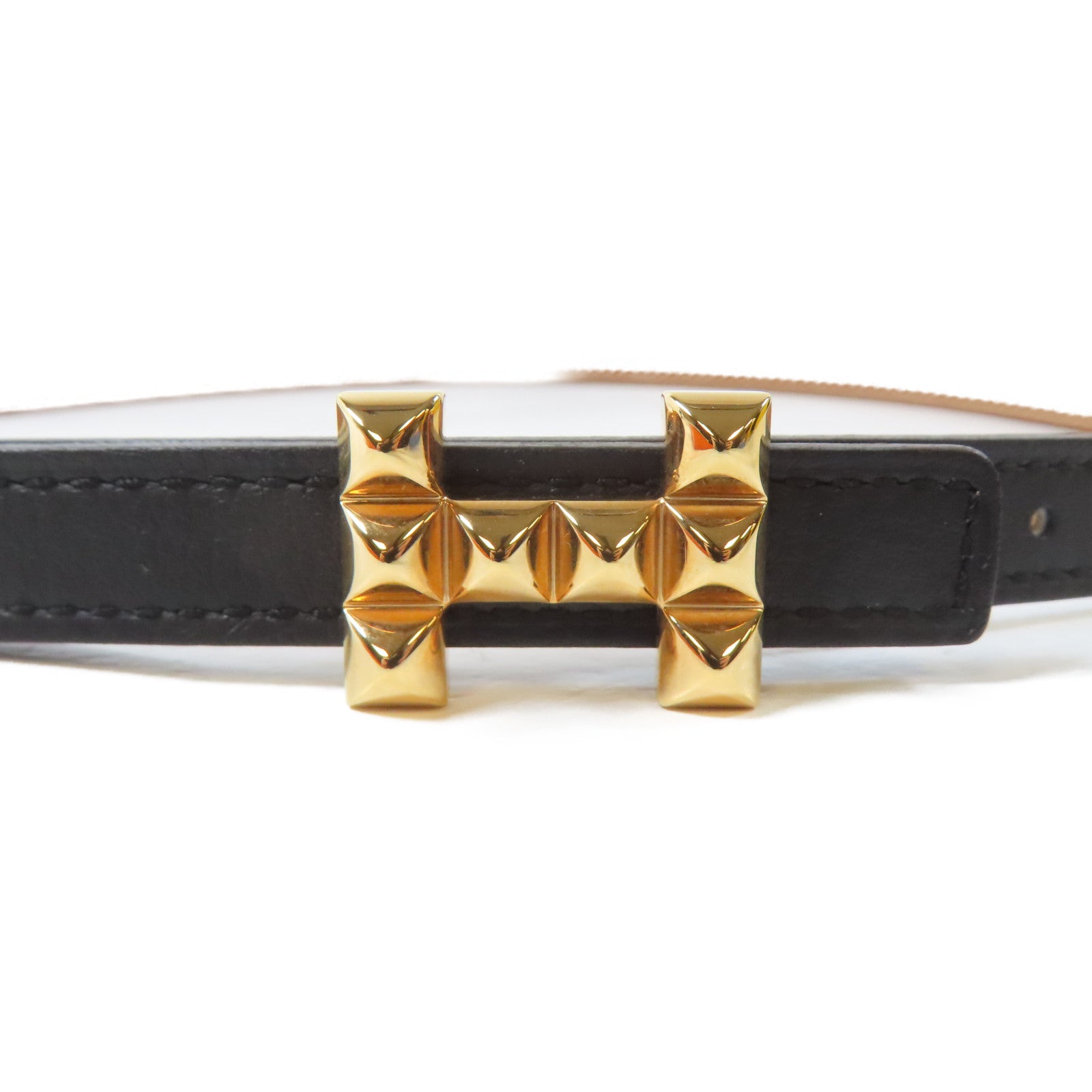 HERMES Epsom皮革Belt金扣皮帶黑色