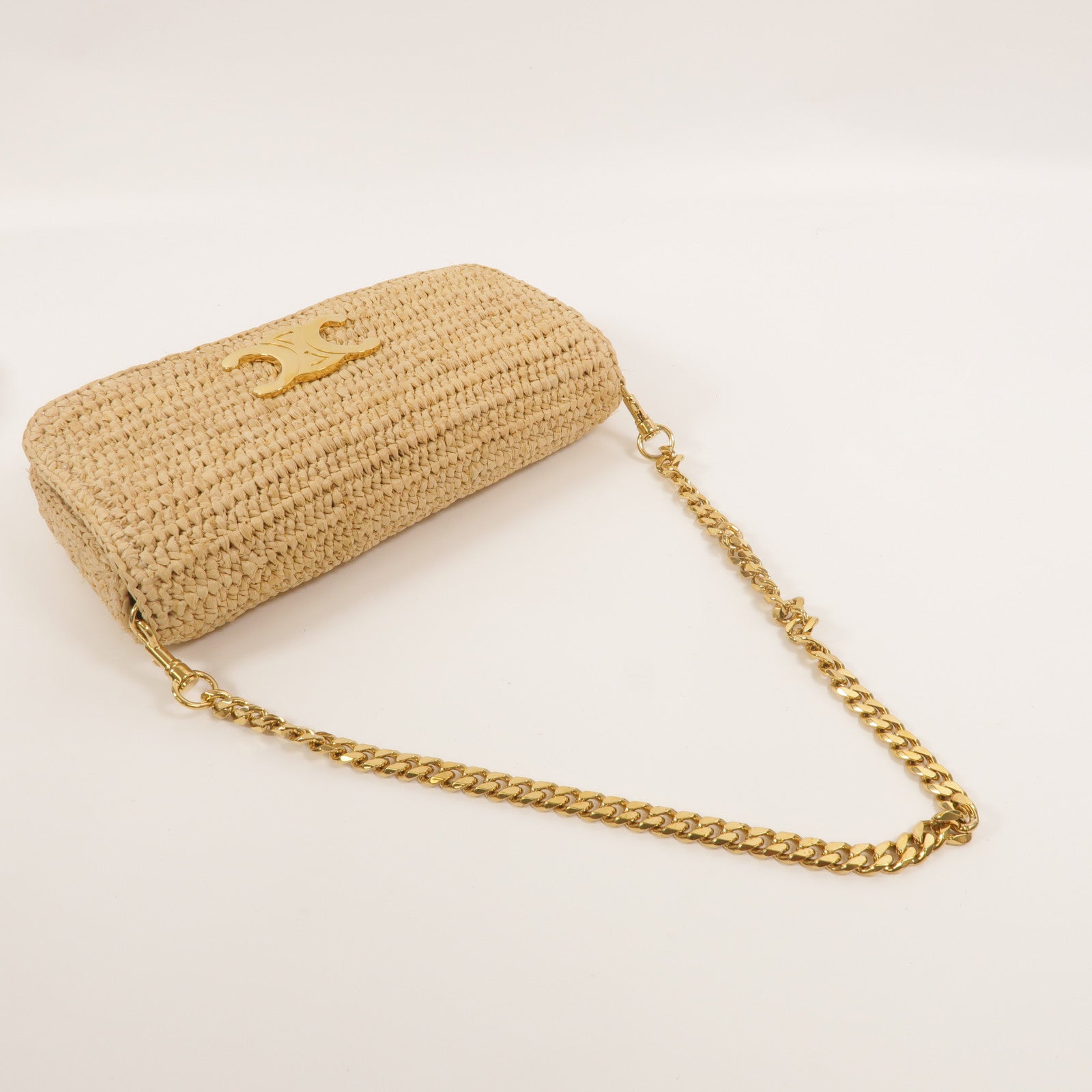 CELINE Raffia/牛皮皮革Multipochette手挽肩背兩用袋