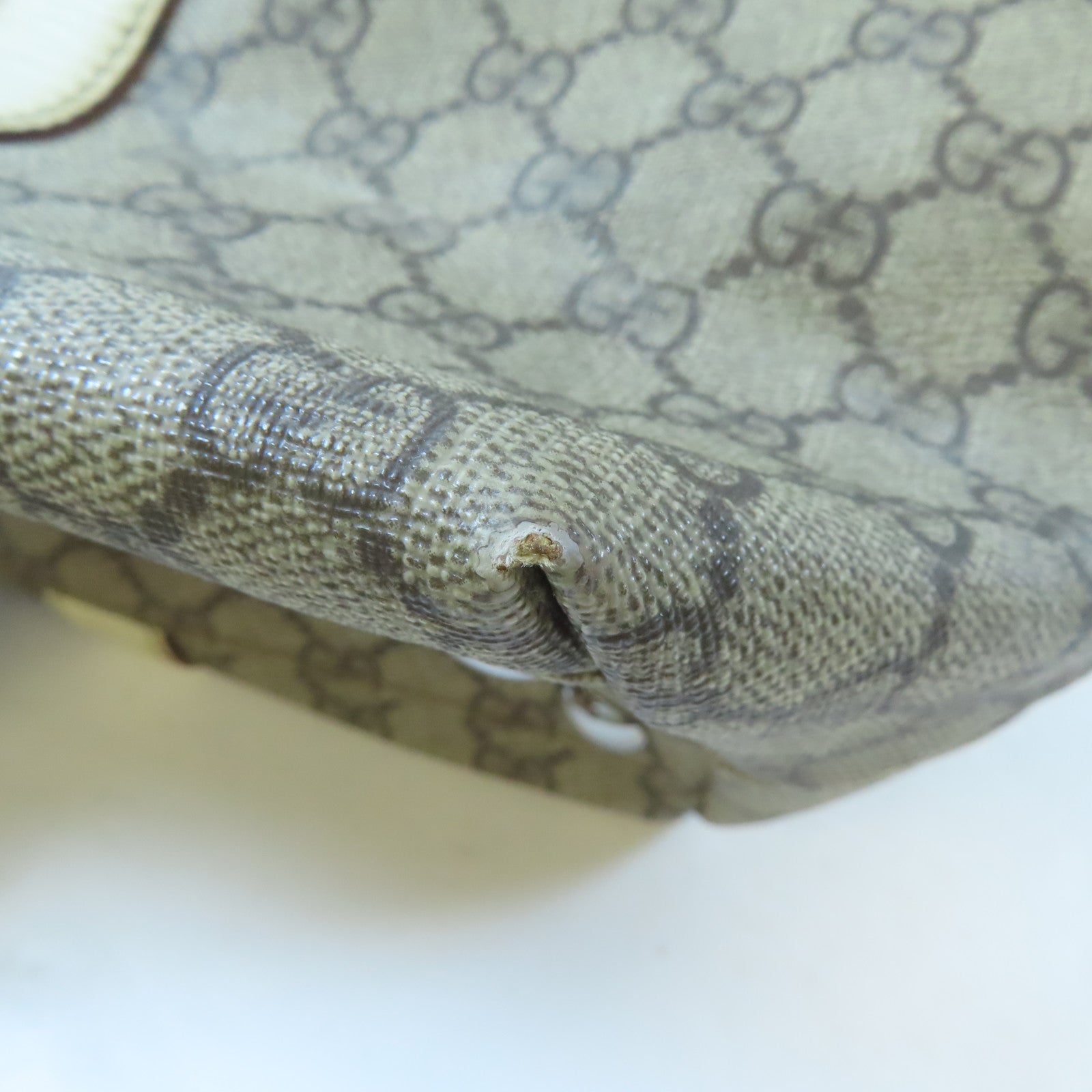 GUCCI 塗層帆布Tote Bag銀扣手挽袋啡色