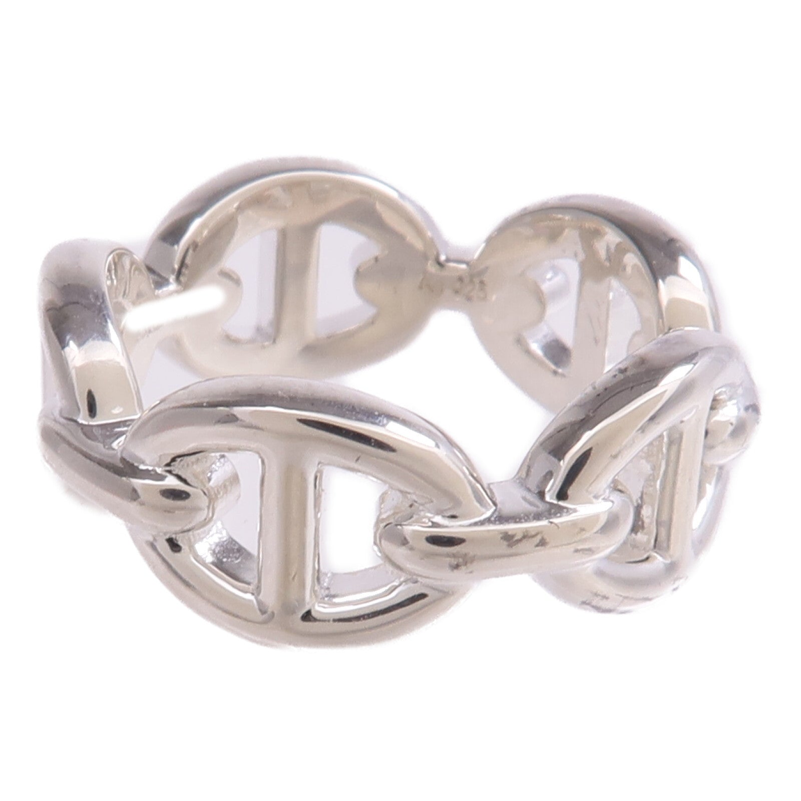 HERMES 925純銀Chaine d'ancre Enchainee Ring戒指Hermes#48/US#4.5