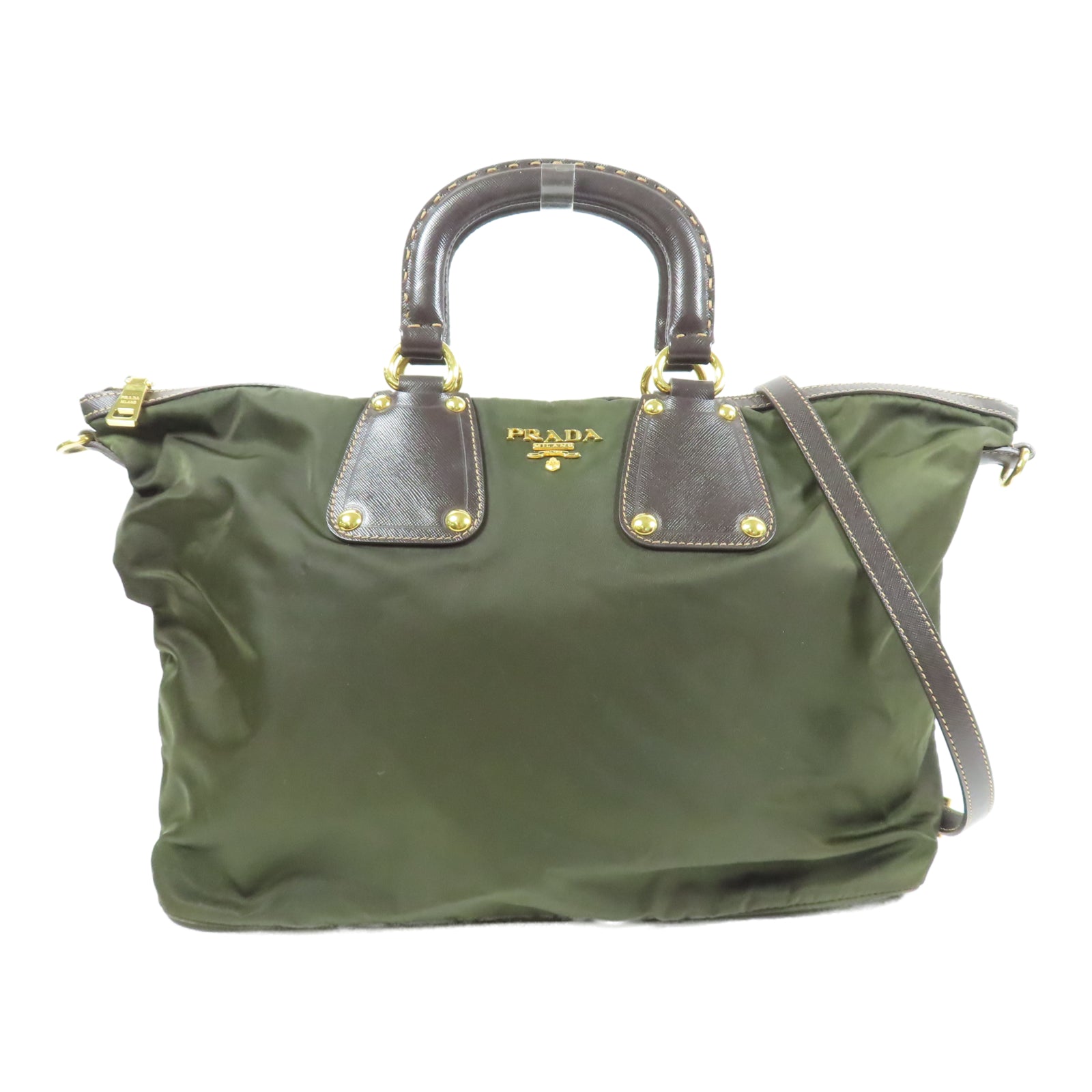 PRADA 尼龍Shoulder Bag金扣手挽肩背兩用袋綠色