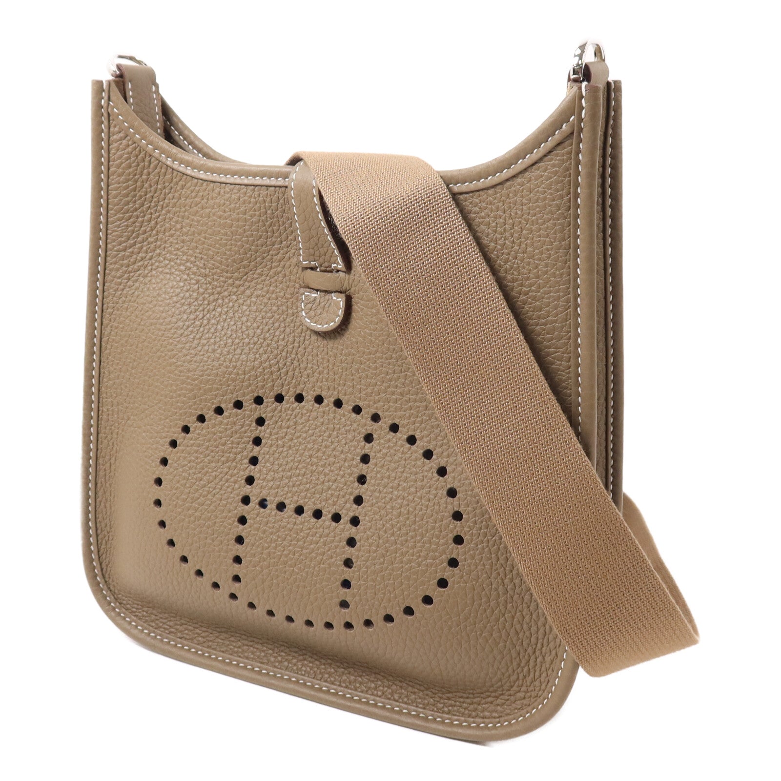 HERMES Clemence皮革Evelyne 23肩背袋Etoupe