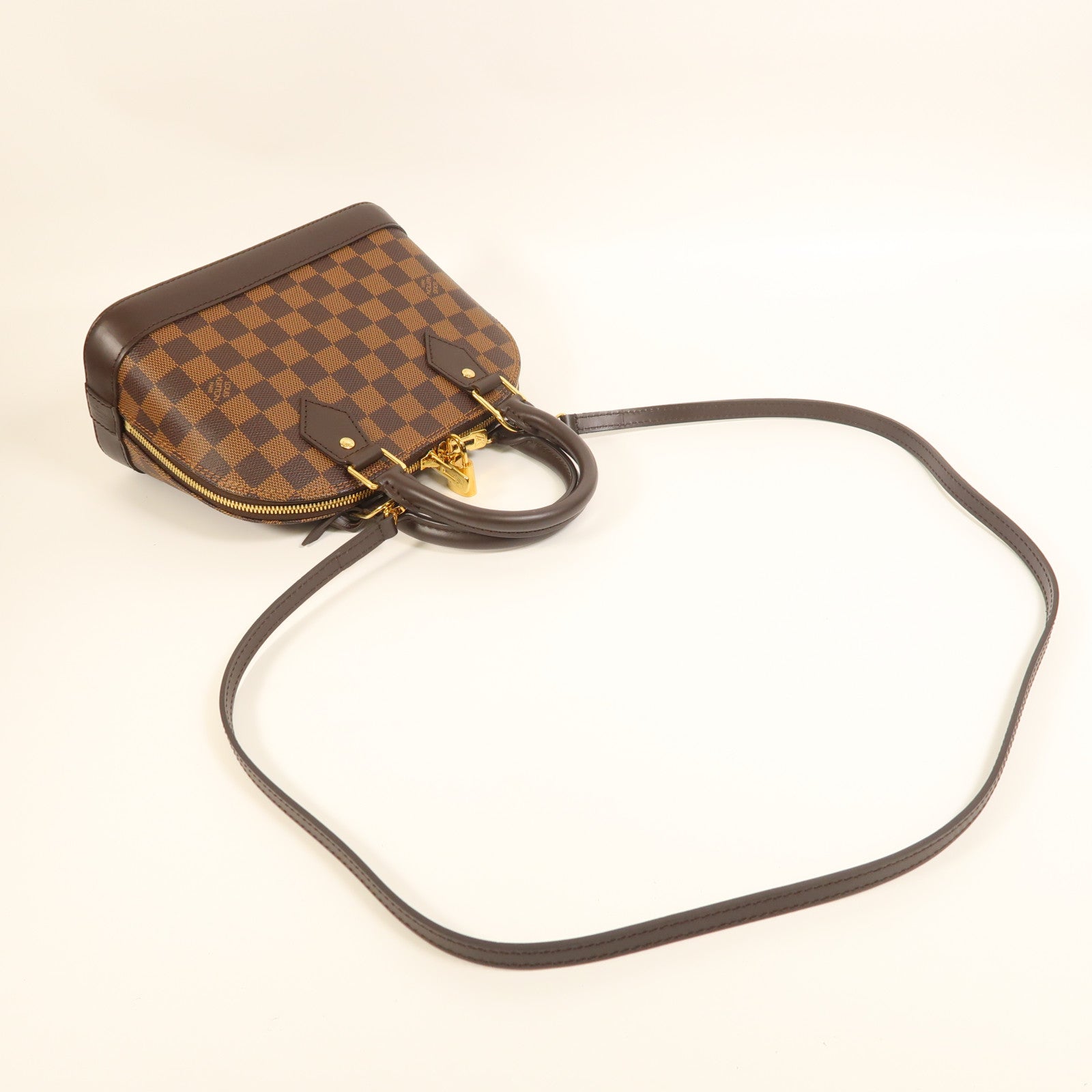 LOUIS VUITTON Damier Alma BB金扣手挽肩背兩用袋棕色