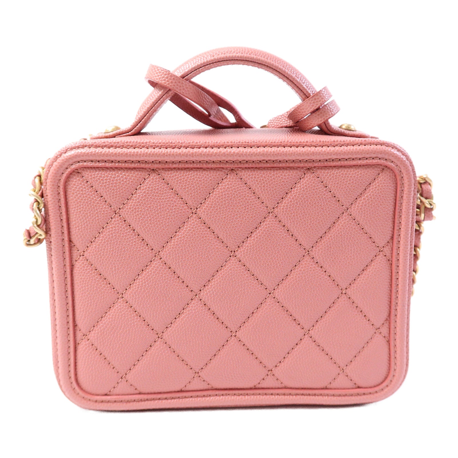 CHANEL 牛皮皮革Vanity Case 17cm鏈帶手挽肩背兩用袋