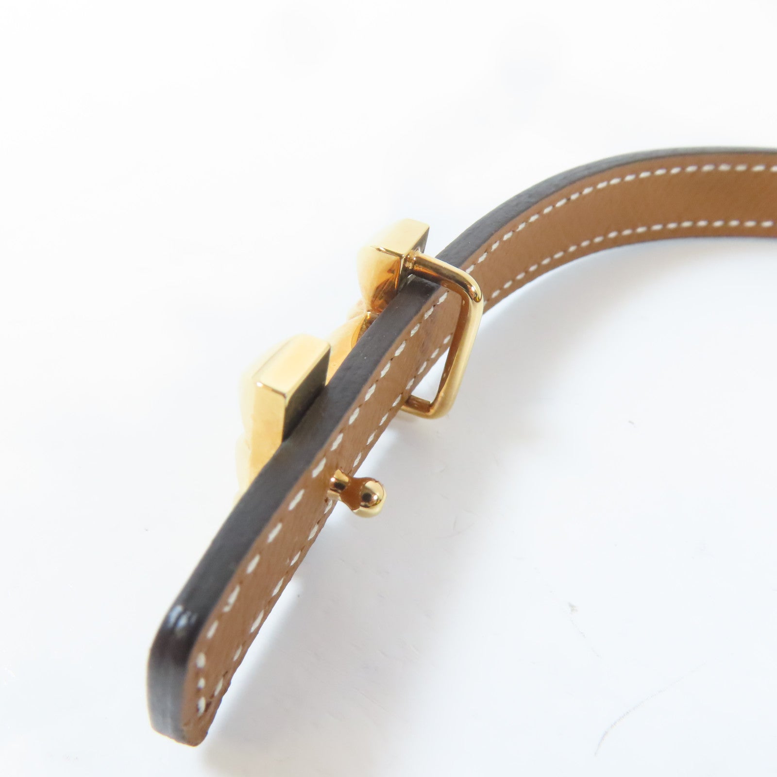 HERMES Epsom皮革Belt金扣皮帶黑色