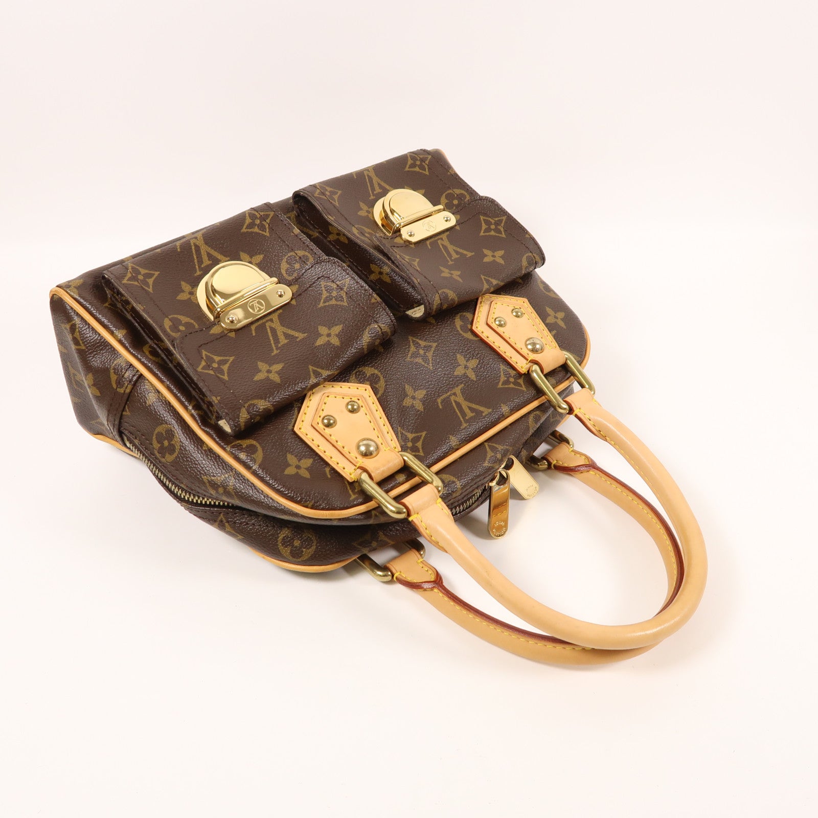 LOUIS VUITTON Monogram Manhattan PM手挽袋棕色