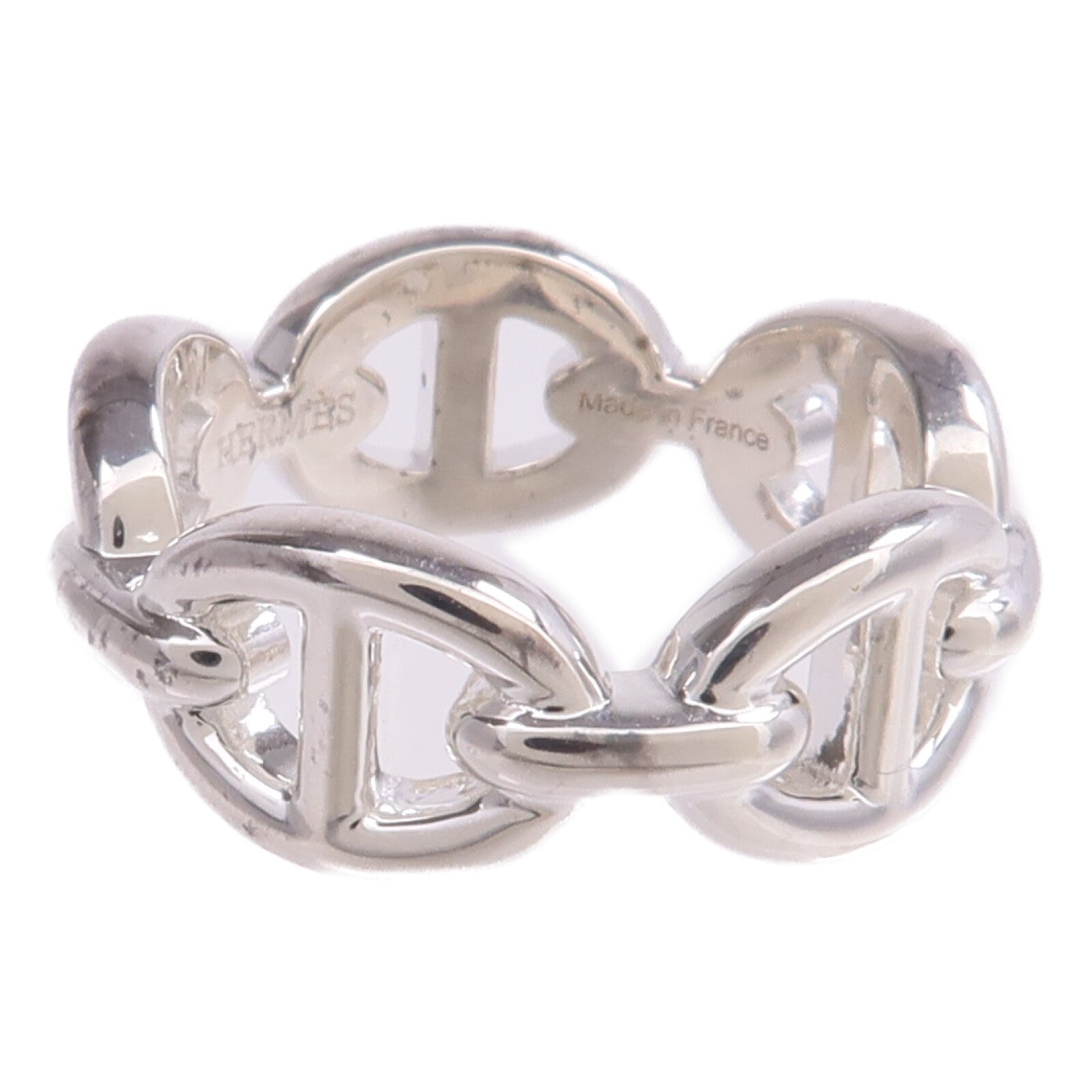 HERMES 925純銀Chaine d'ancre Enchainee Ring戒指Hermes#48/US#4.5