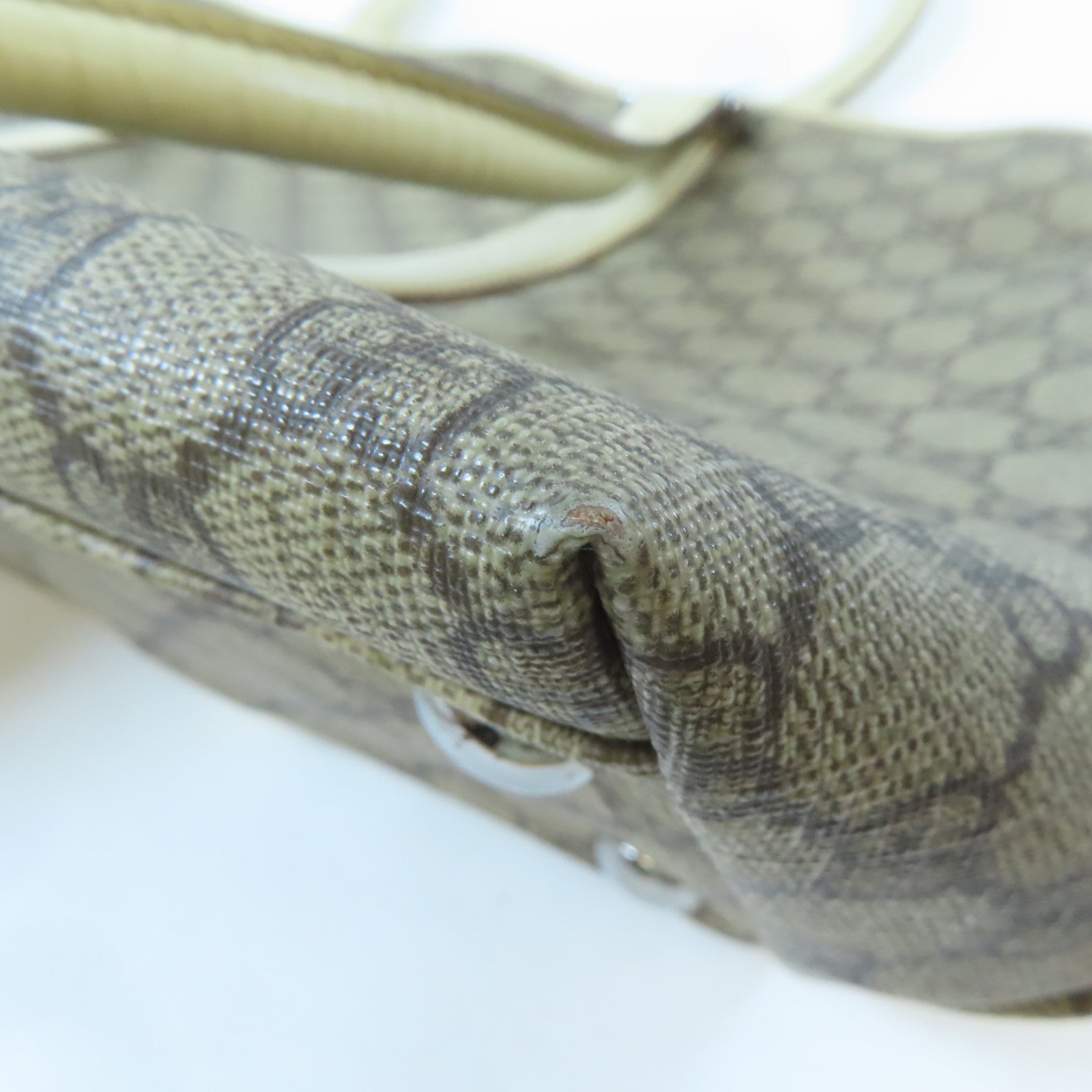 GUCCI 塗層帆布Tote Bag銀扣手挽袋啡色