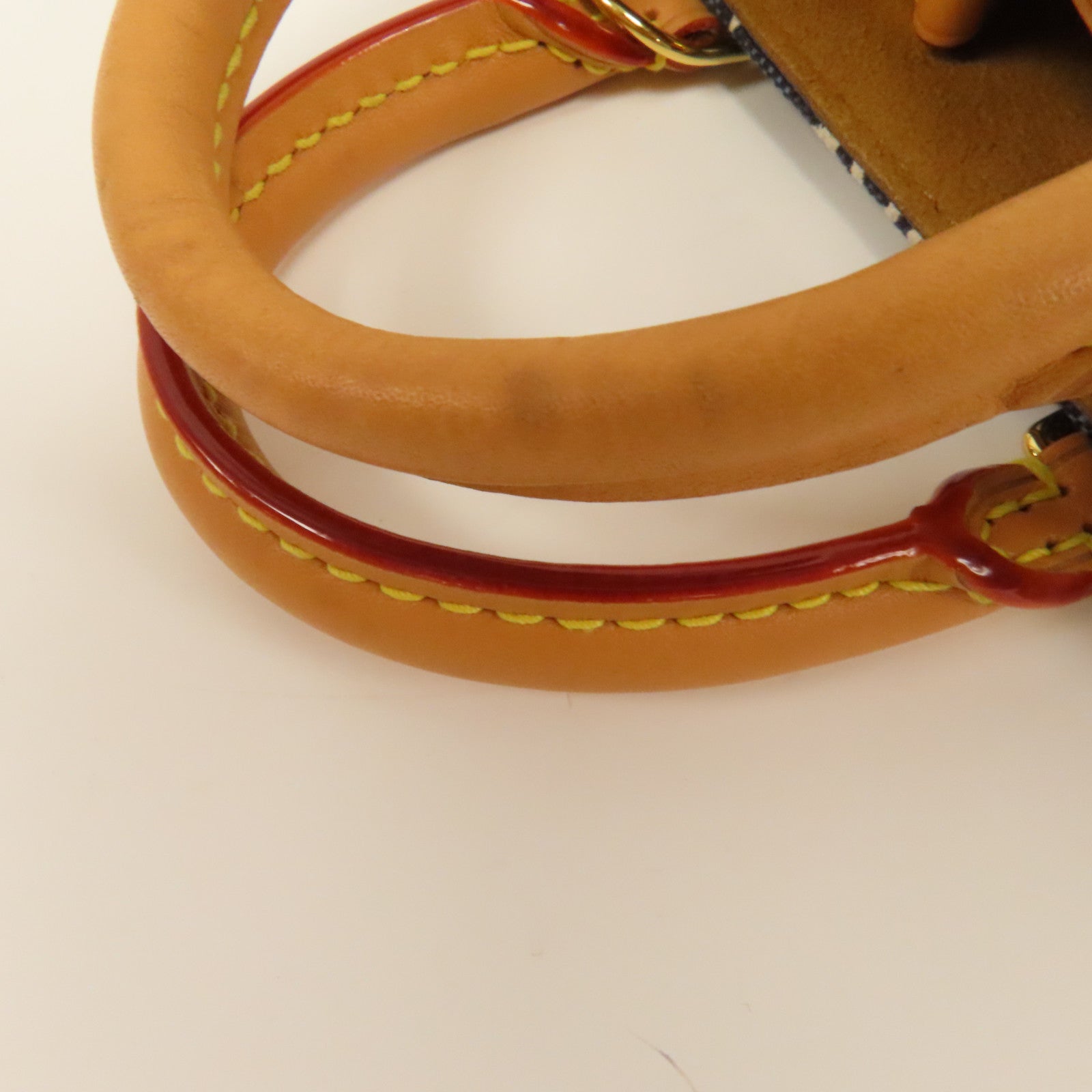 LOUIS VUITTON 【激減優惠】帆布/皮革Petit Sac Plat金扣手挽肩背兩用袋藍色