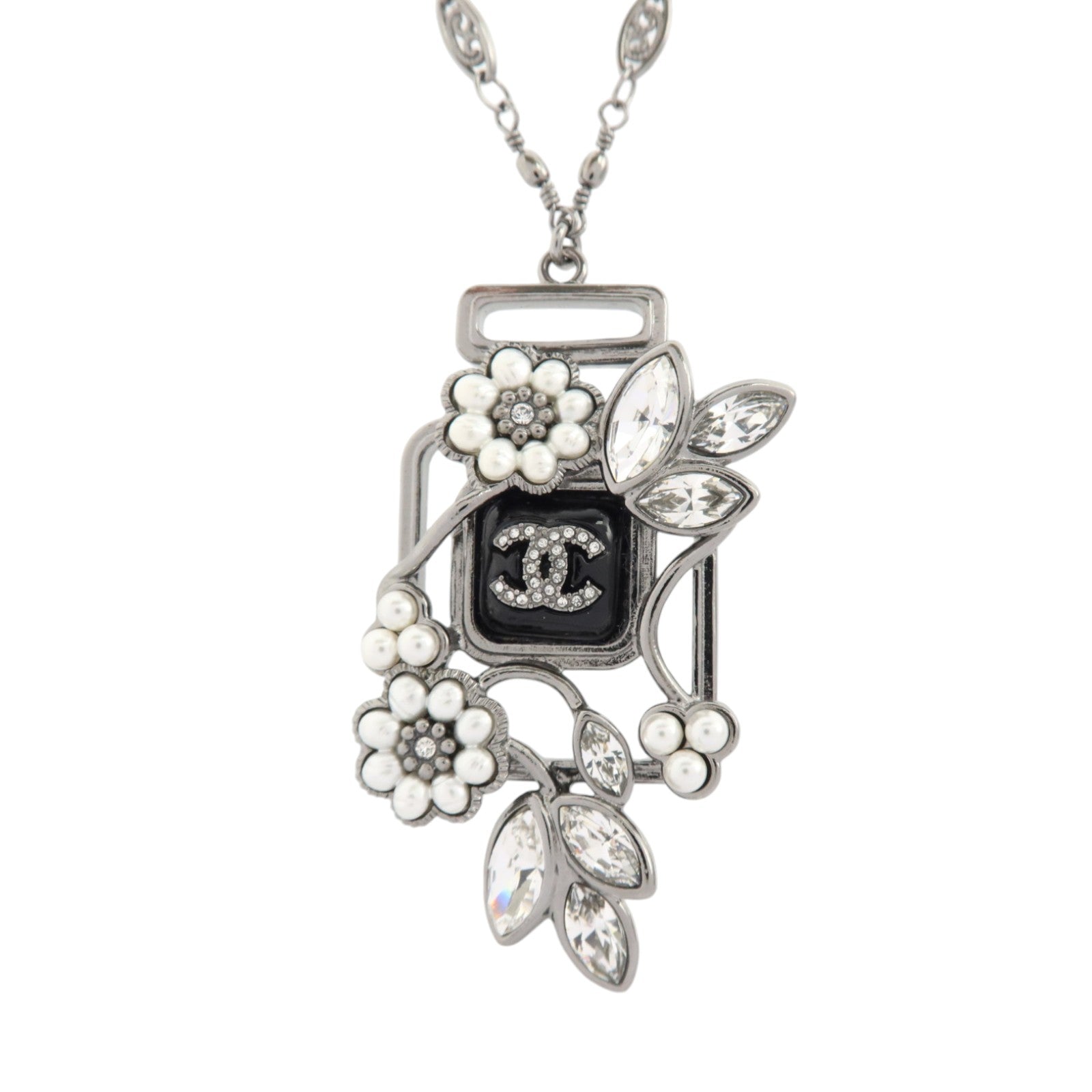 CHANEL 金屬/PVC No5 Perfume Bottle Necklace銀扣項鏈
