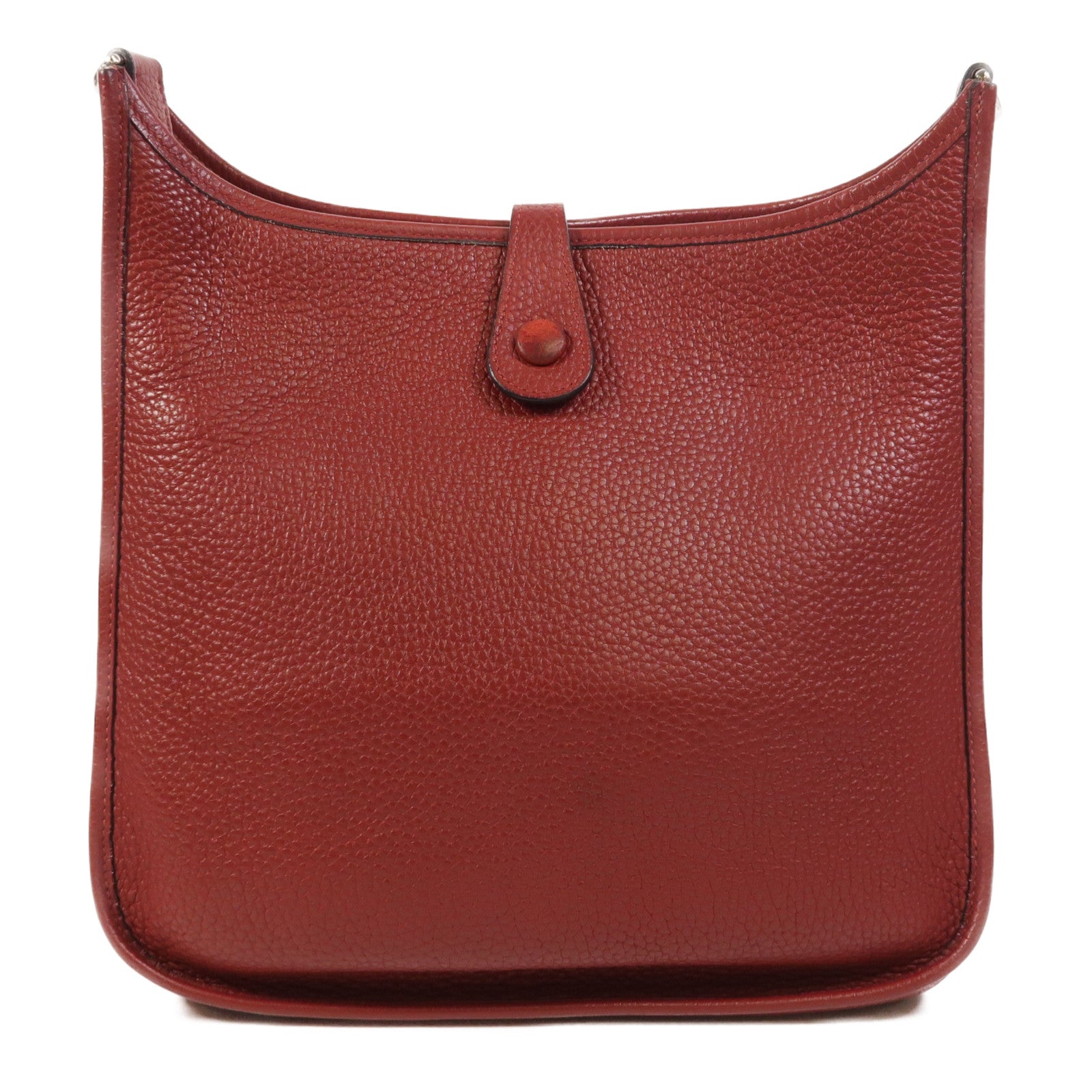 HERMES Clemence皮革Evelyne PM銀扣肩背袋Rouge H