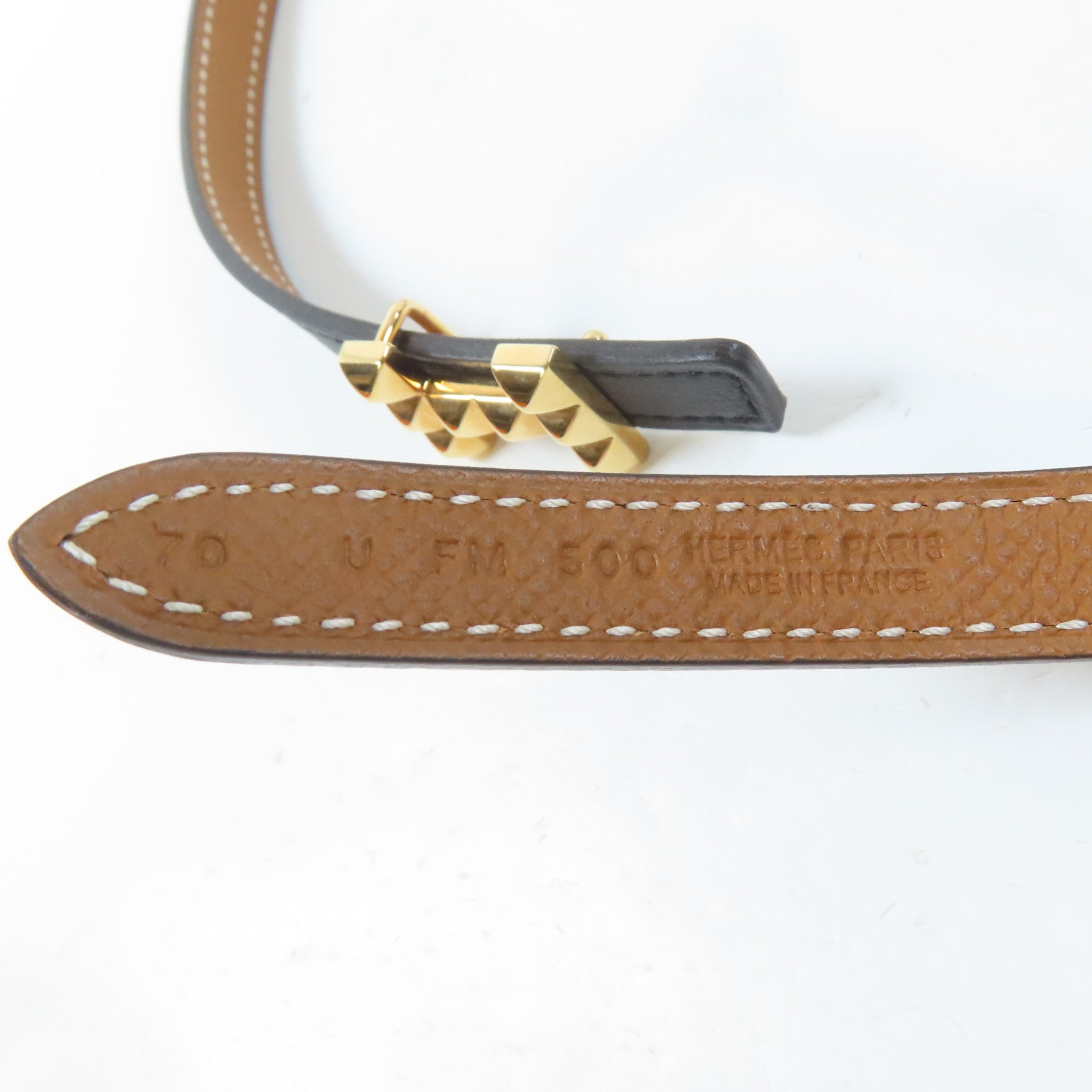 HERMES Epsom皮革Belt金扣皮帶黑色
