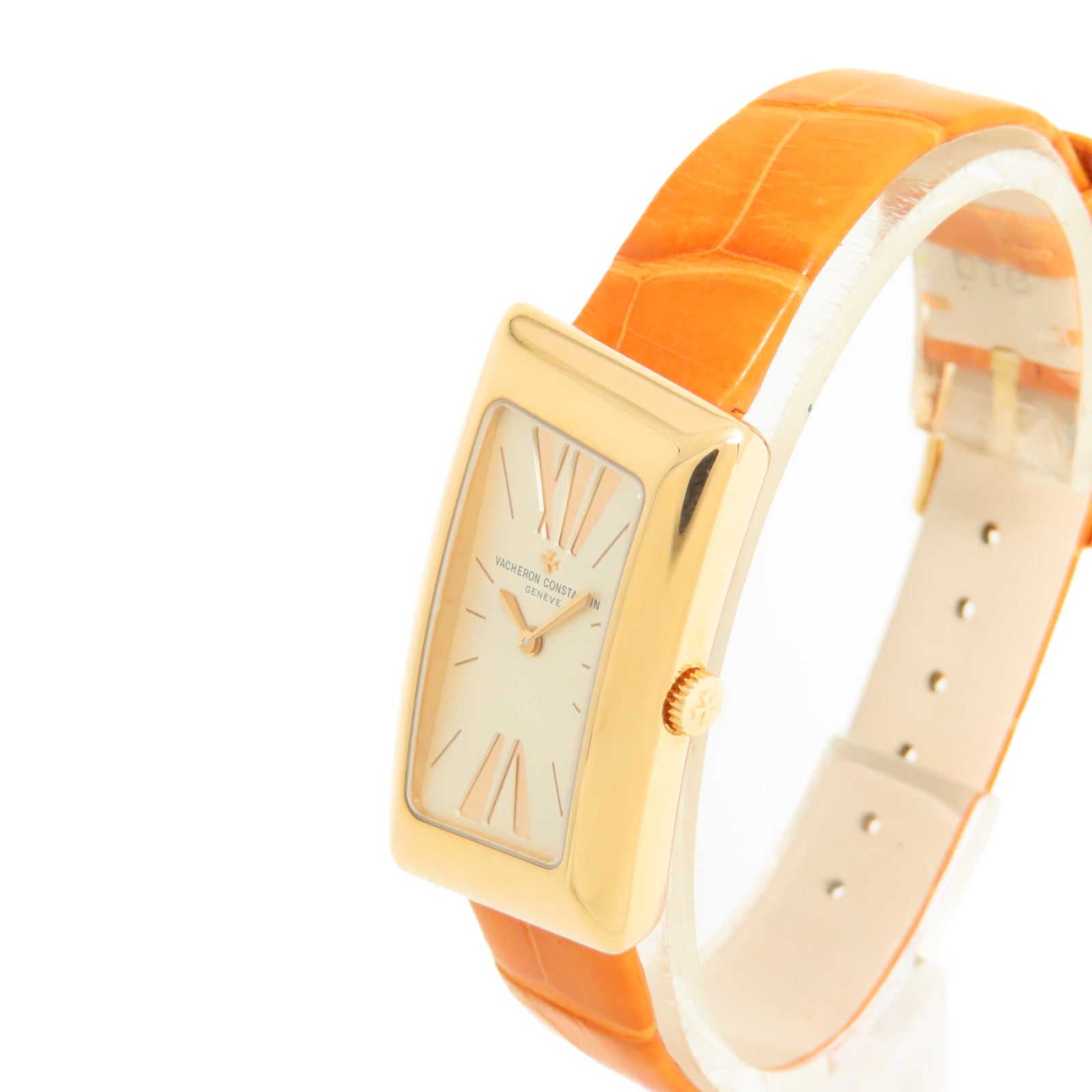 VACHERON CONSTANTIN 1972 Cambree Watch 18K黃金/皮帶石英機芯手錶杏色