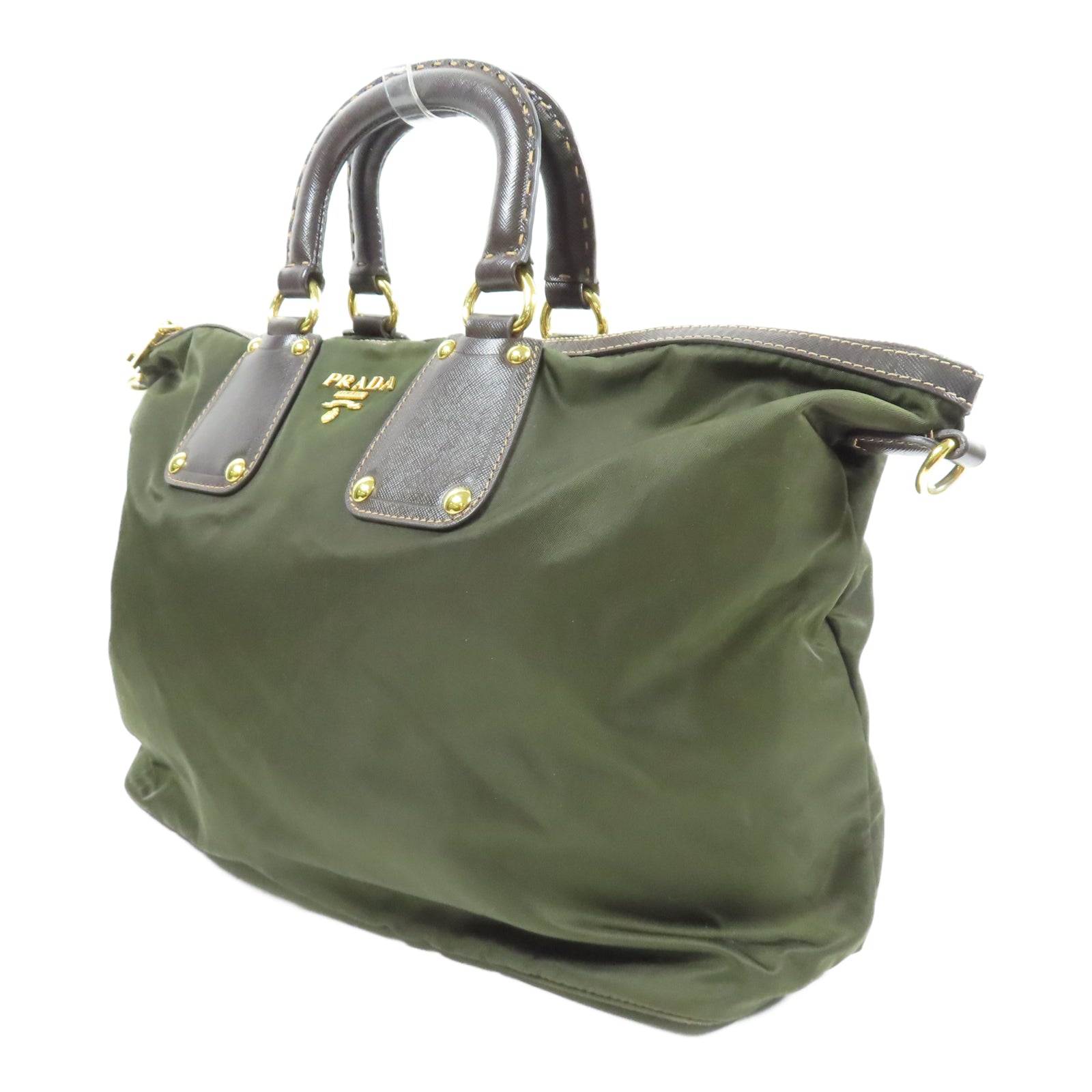 PRADA 尼龍Shoulder Bag金扣手挽肩背兩用袋綠色