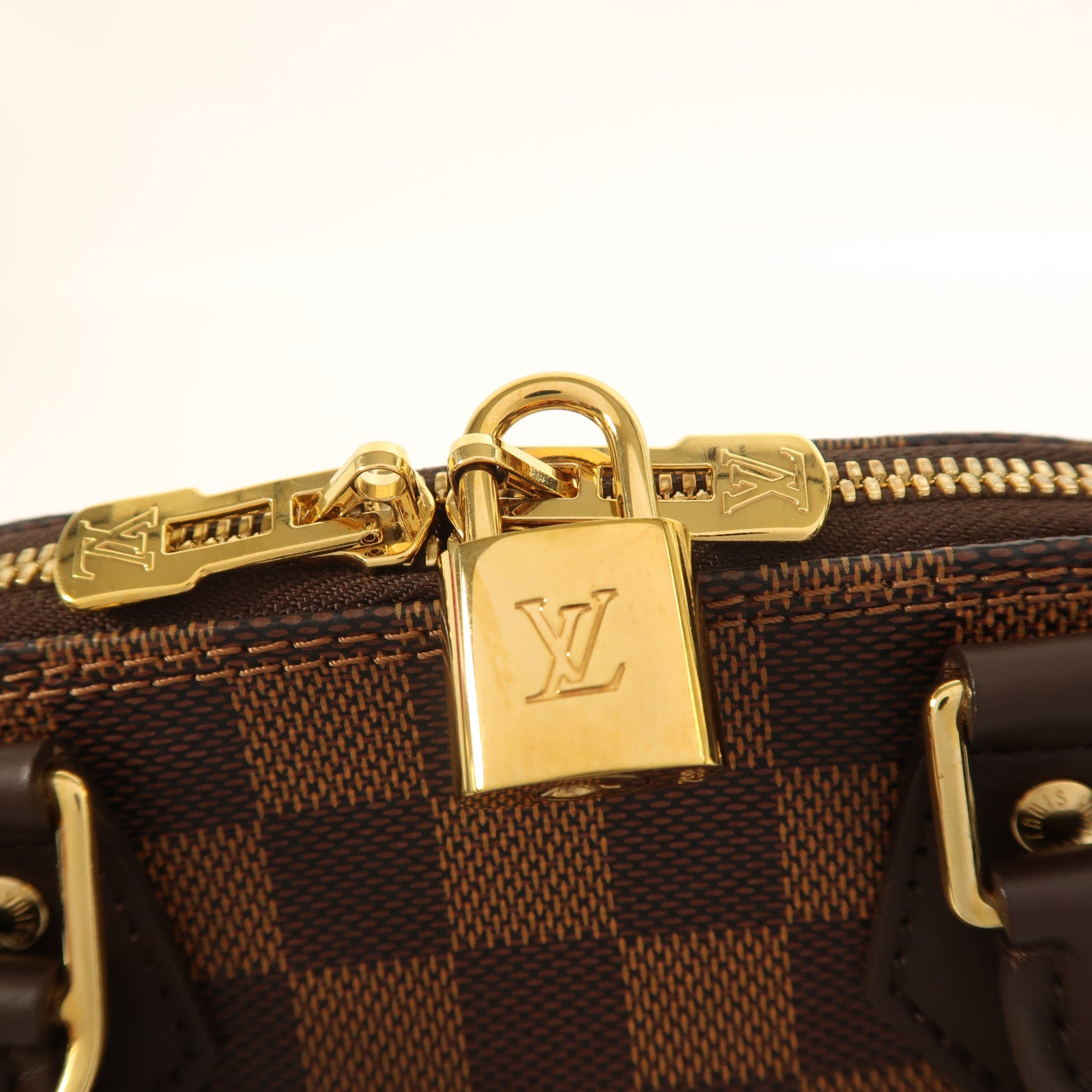 LOUIS VUITTON Damier Alma BB金扣手挽肩背兩用袋棕色