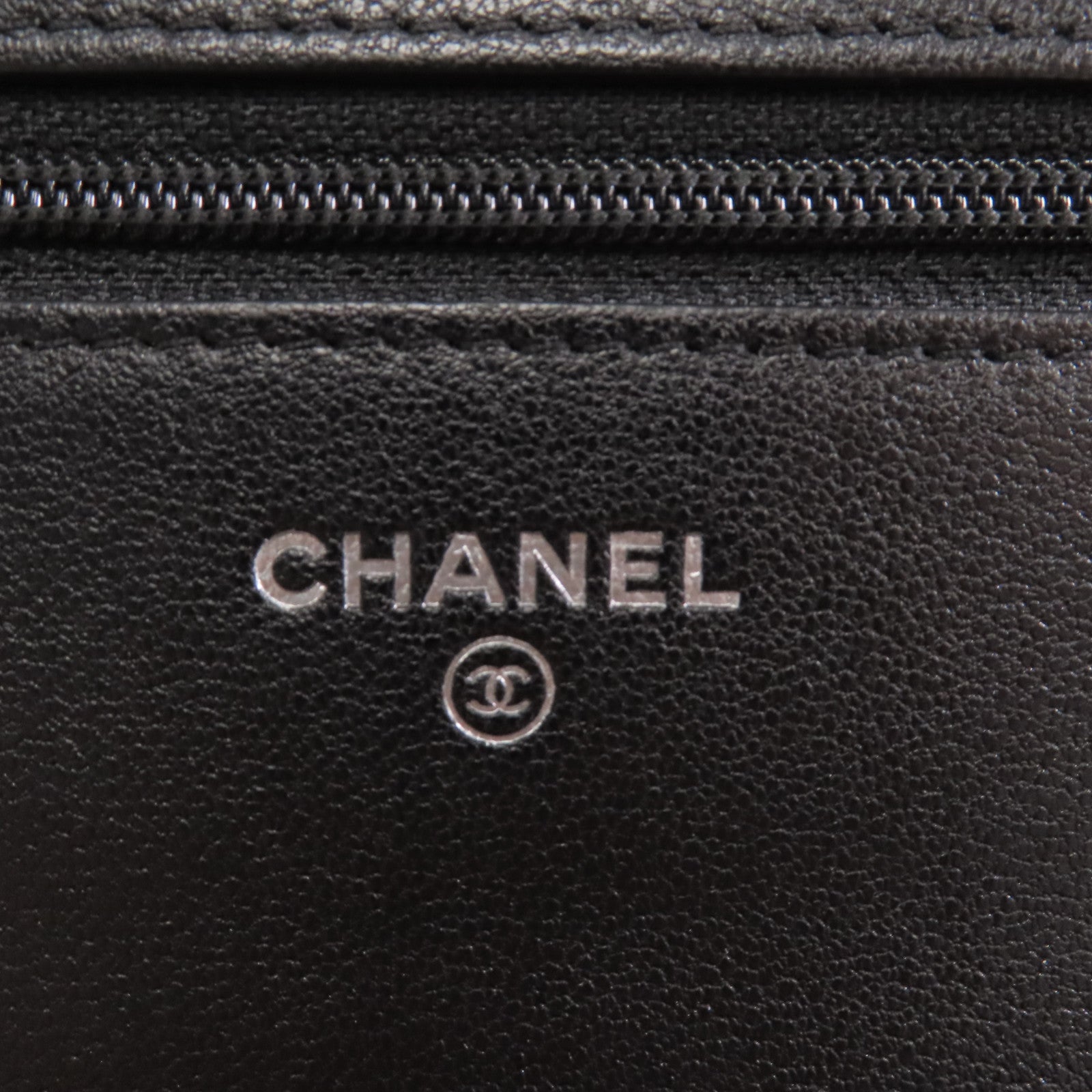 CHANEL 斜紋羊皮皮革2.55 Wallet On Chain鏈帶肩背袋黑色
