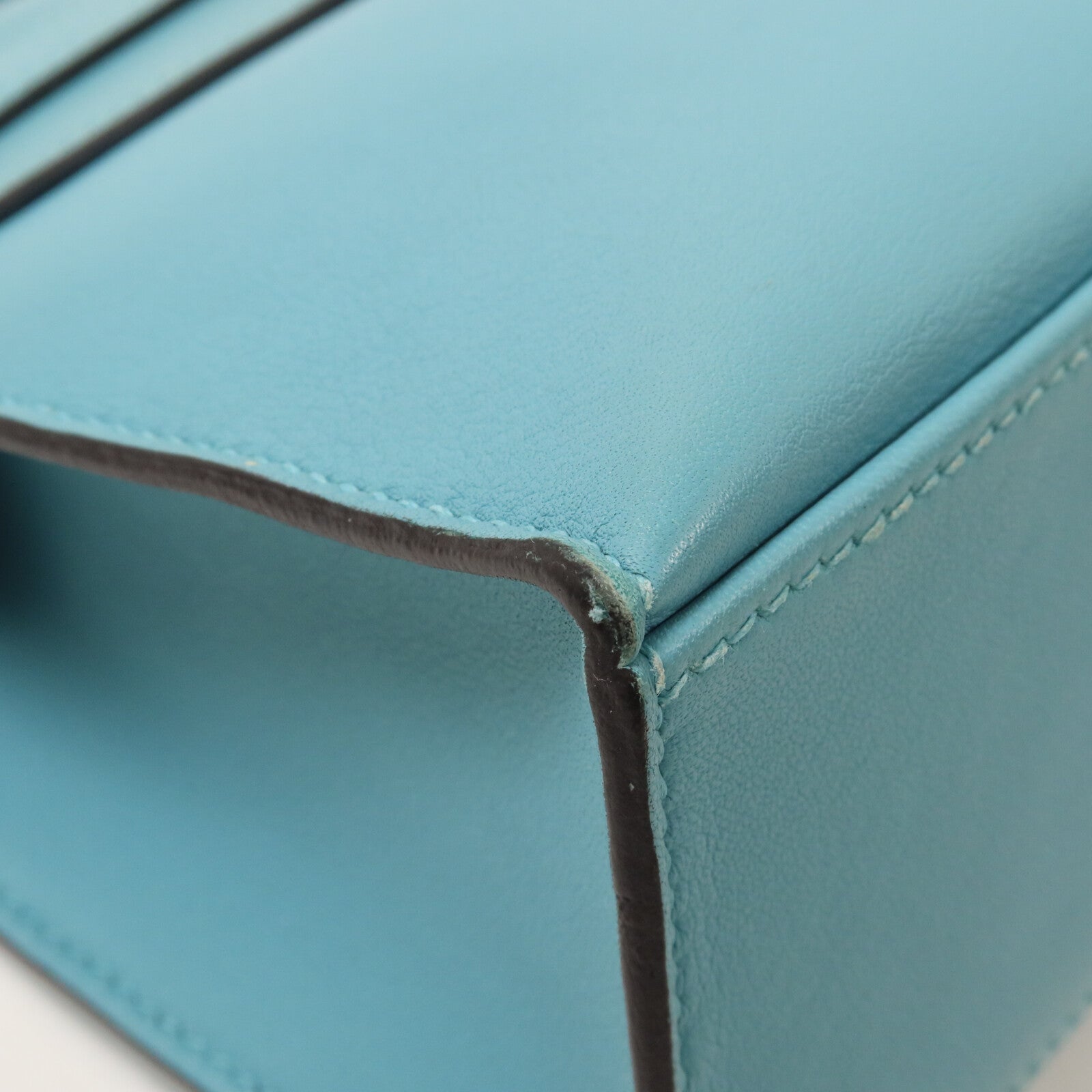 HERMES Swift皮革Kelly Pochette手挽袋Bleu Atoll