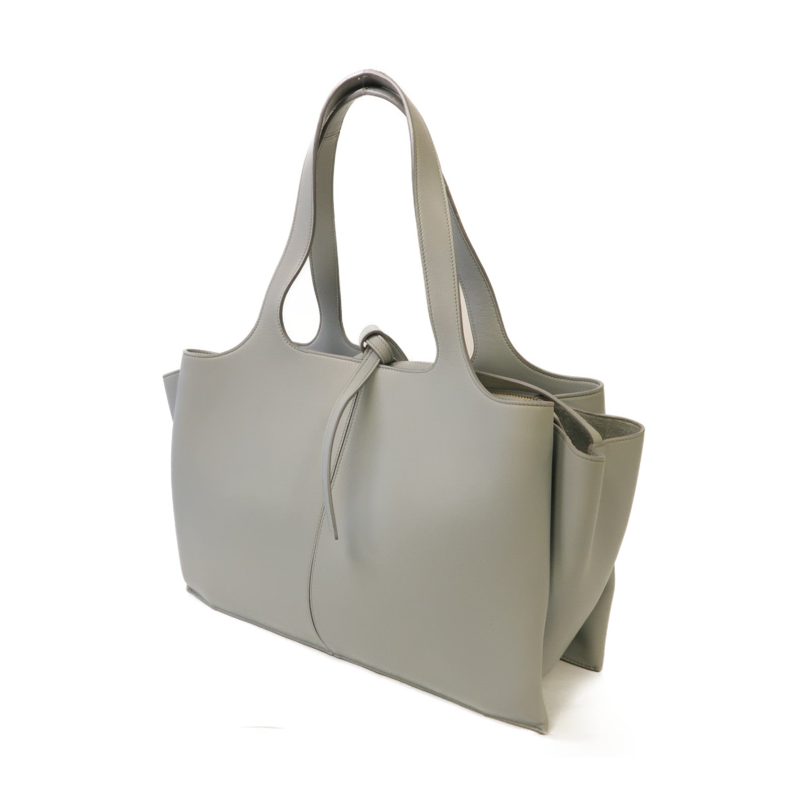 CELINE 牛皮皮革Tri Fold Bag金扣手挽袋淺藍色
