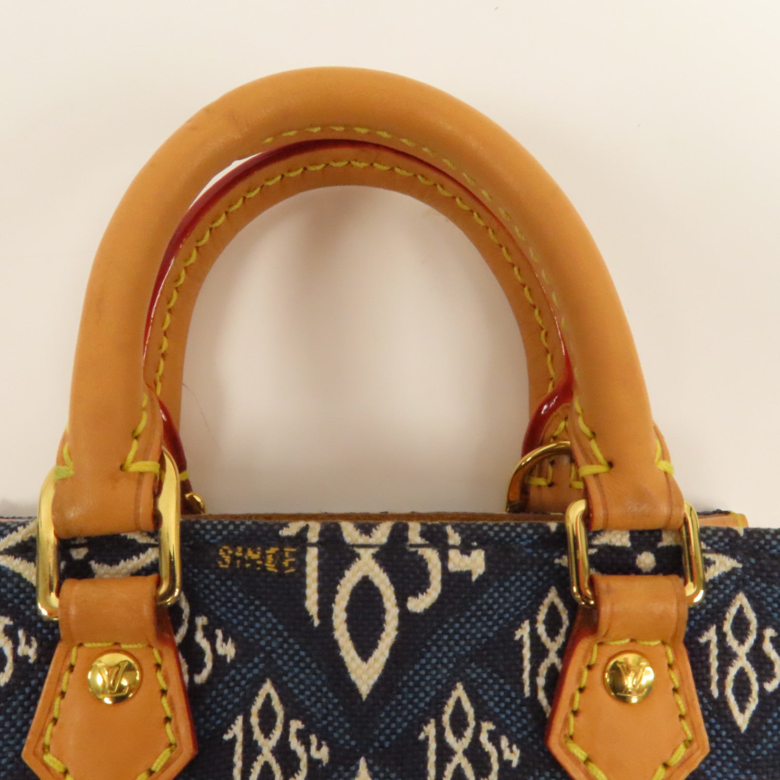 LOUIS VUITTON 【激減優惠】帆布/皮革Petit Sac Plat金扣手挽肩背兩用袋藍色