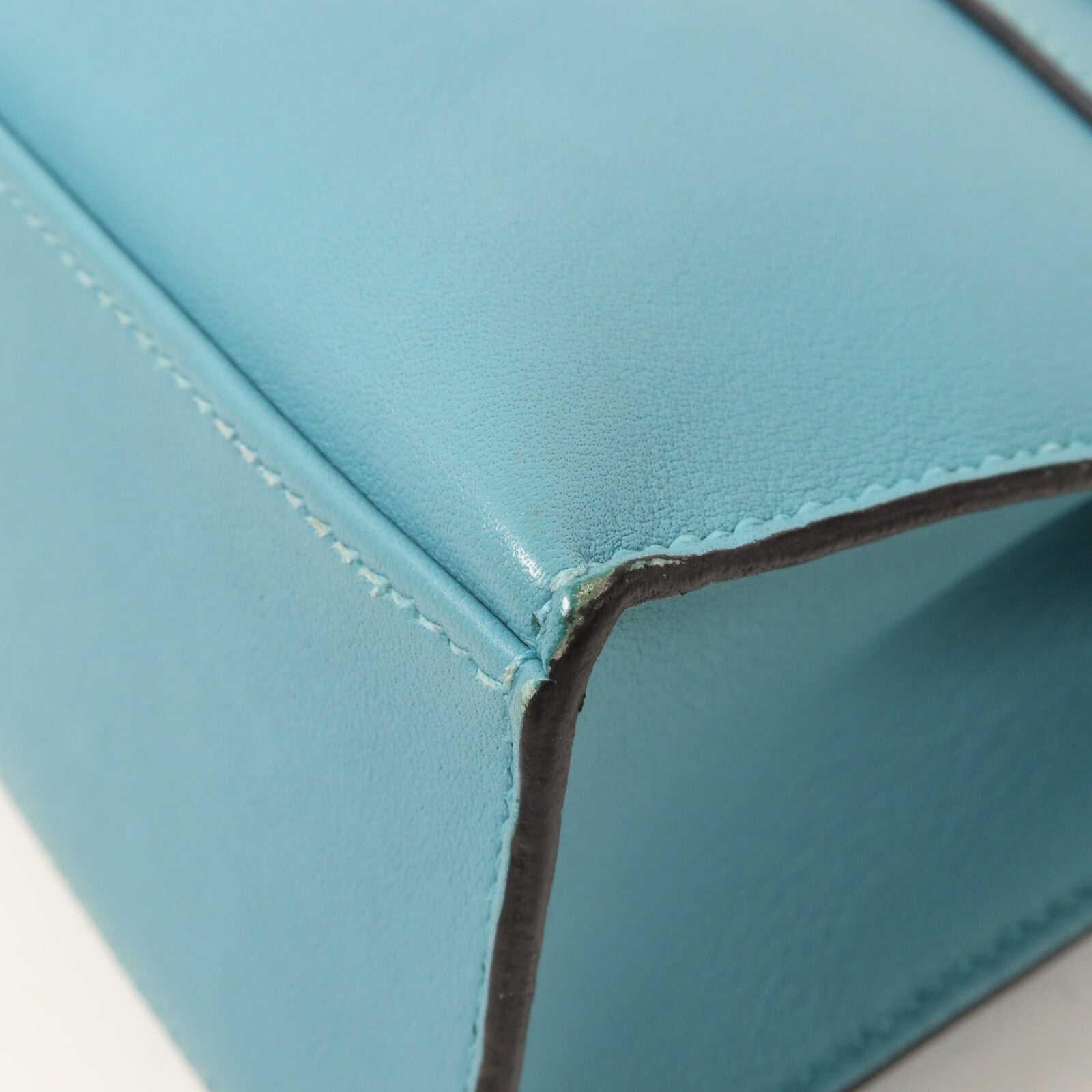 HERMES Swift皮革Kelly Pochette手挽袋Bleu Atoll