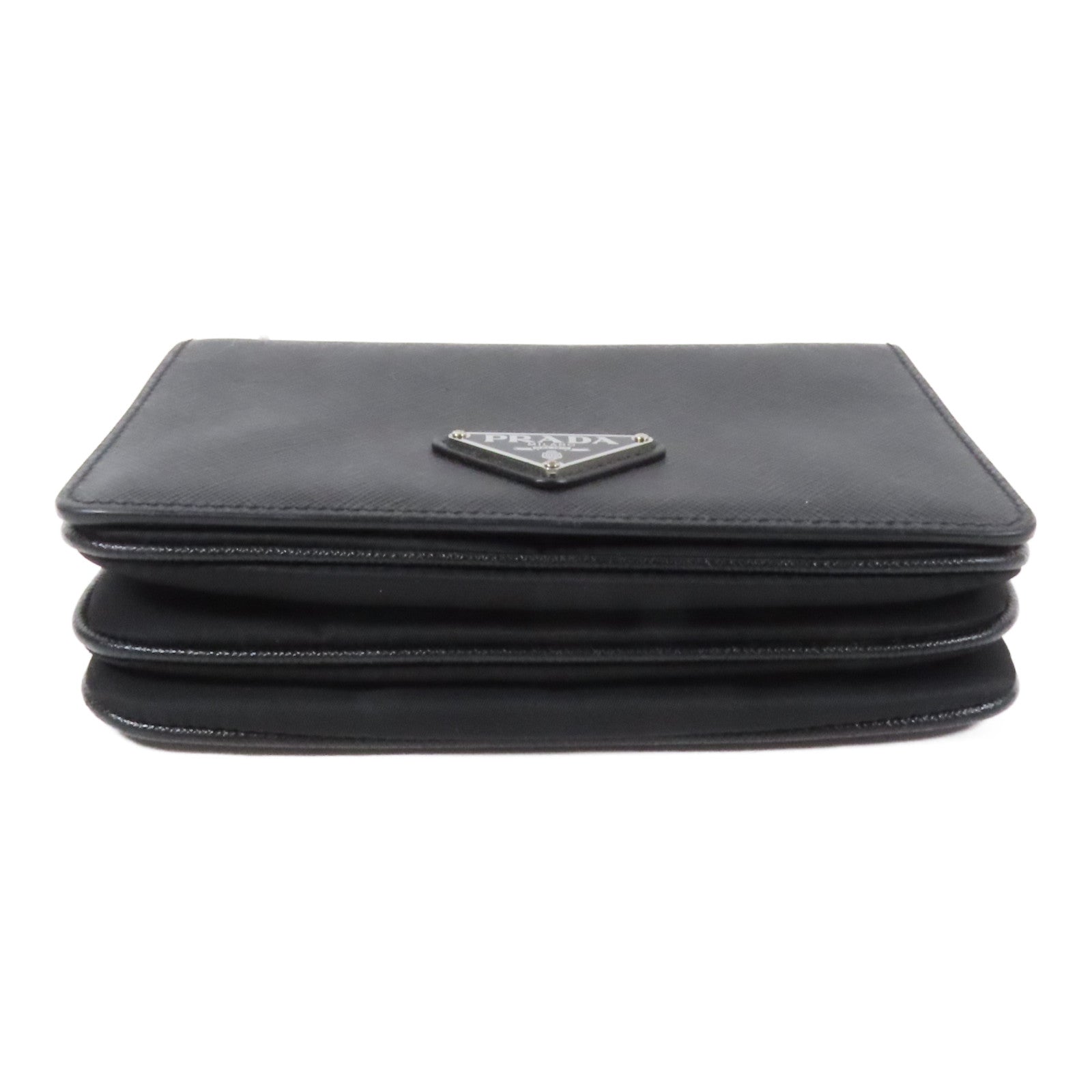 PRADA 尼龍/Saffiano皮革Shoulder Bag銀扣肩背袋