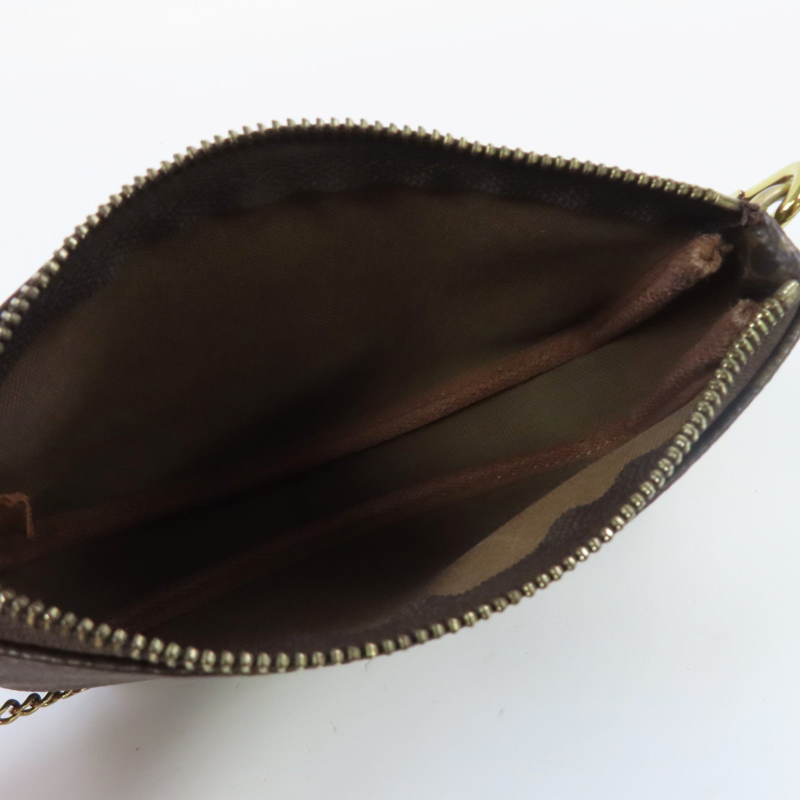 LOUIS VUITTON Monogram Mini Pochette Accessories金扣手拿包啡色
