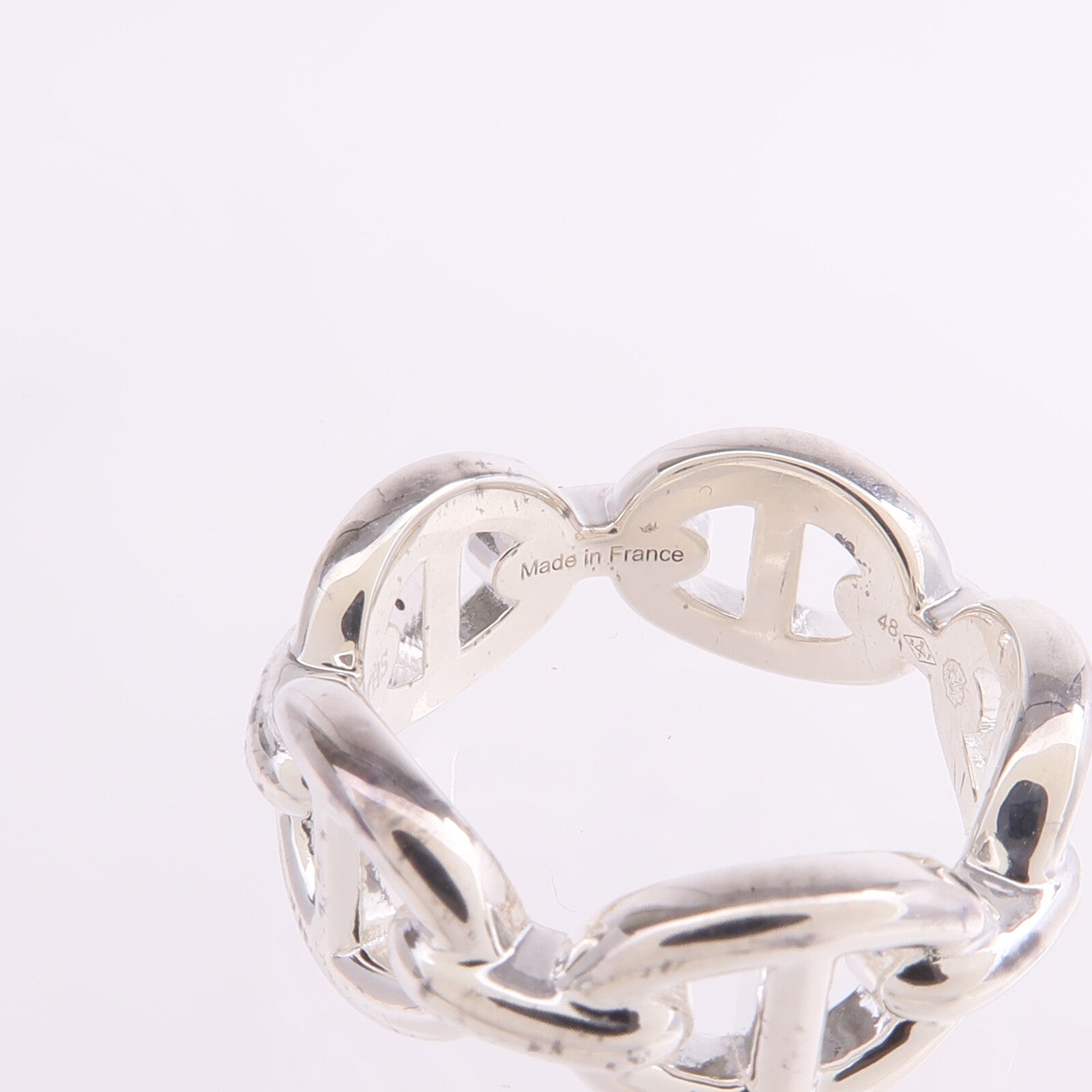 HERMES 925純銀Chaine d'ancre Enchainee Ring戒指Hermes#48/US#4.5