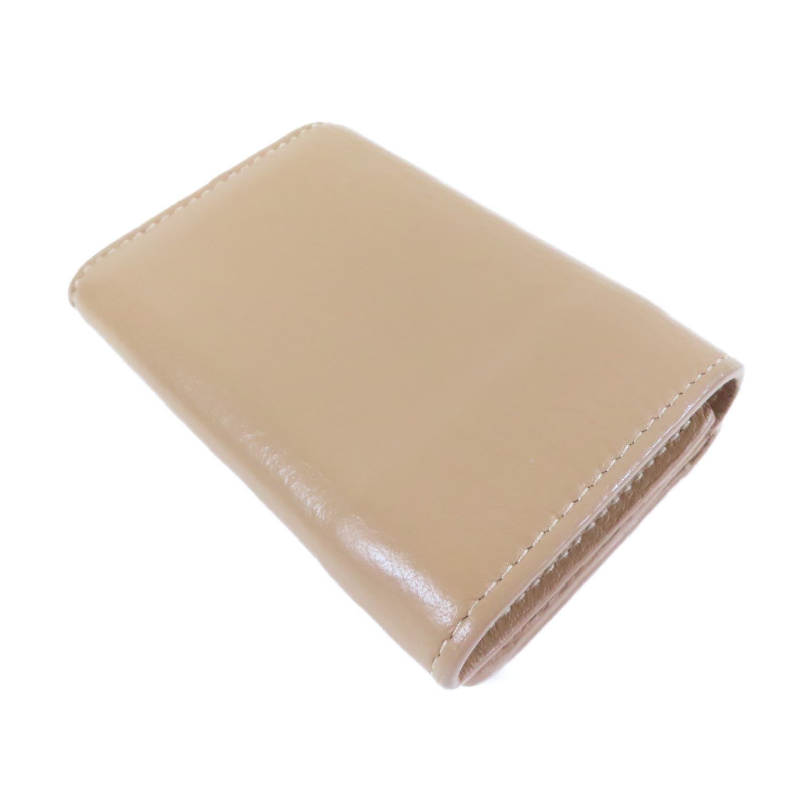 BALENCIAGA 羊皮皮革Trifold Wallet銀扣錢包杏色