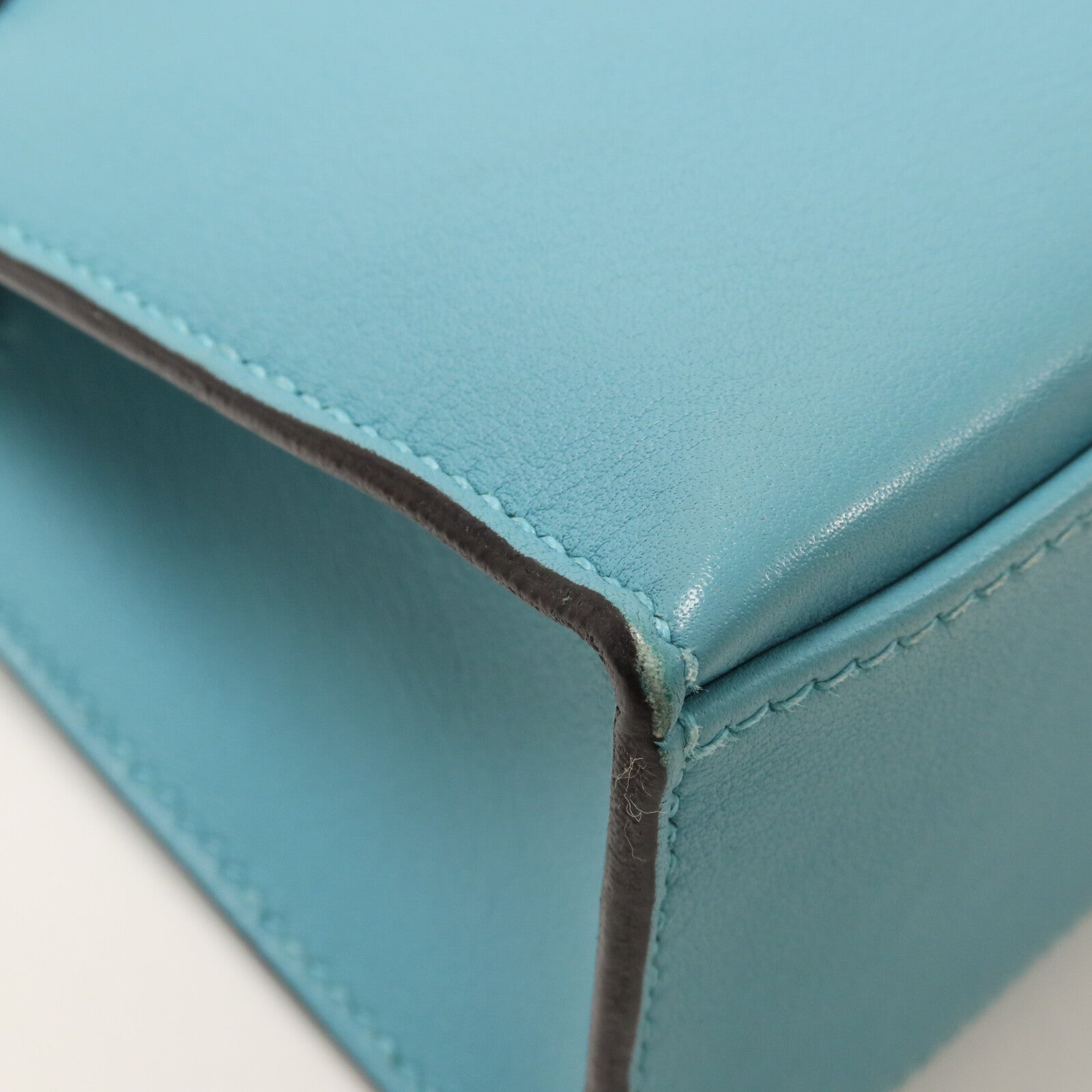 HERMES Swift皮革Kelly Pochette手挽袋Bleu Atoll