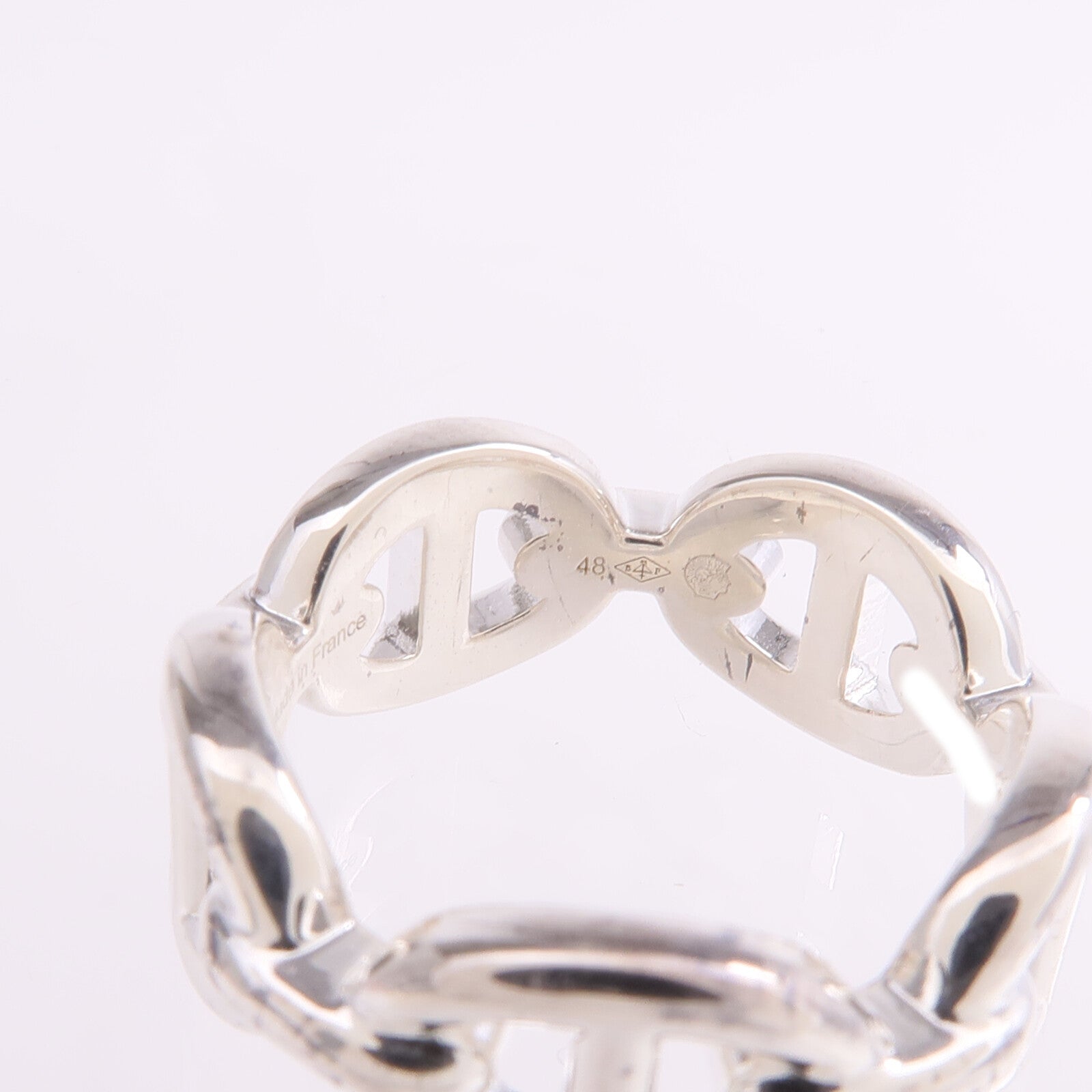 HERMES 925純銀Chaine d'ancre Enchainee Ring戒指Hermes#48/US#4.5