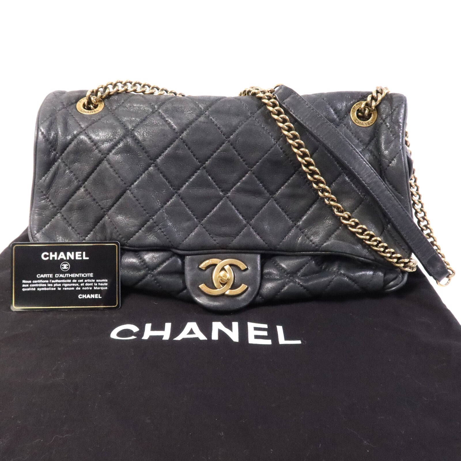 CHANEL 牛皮皮革Chain Shoulder Bag金扣鏈帶肩背袋