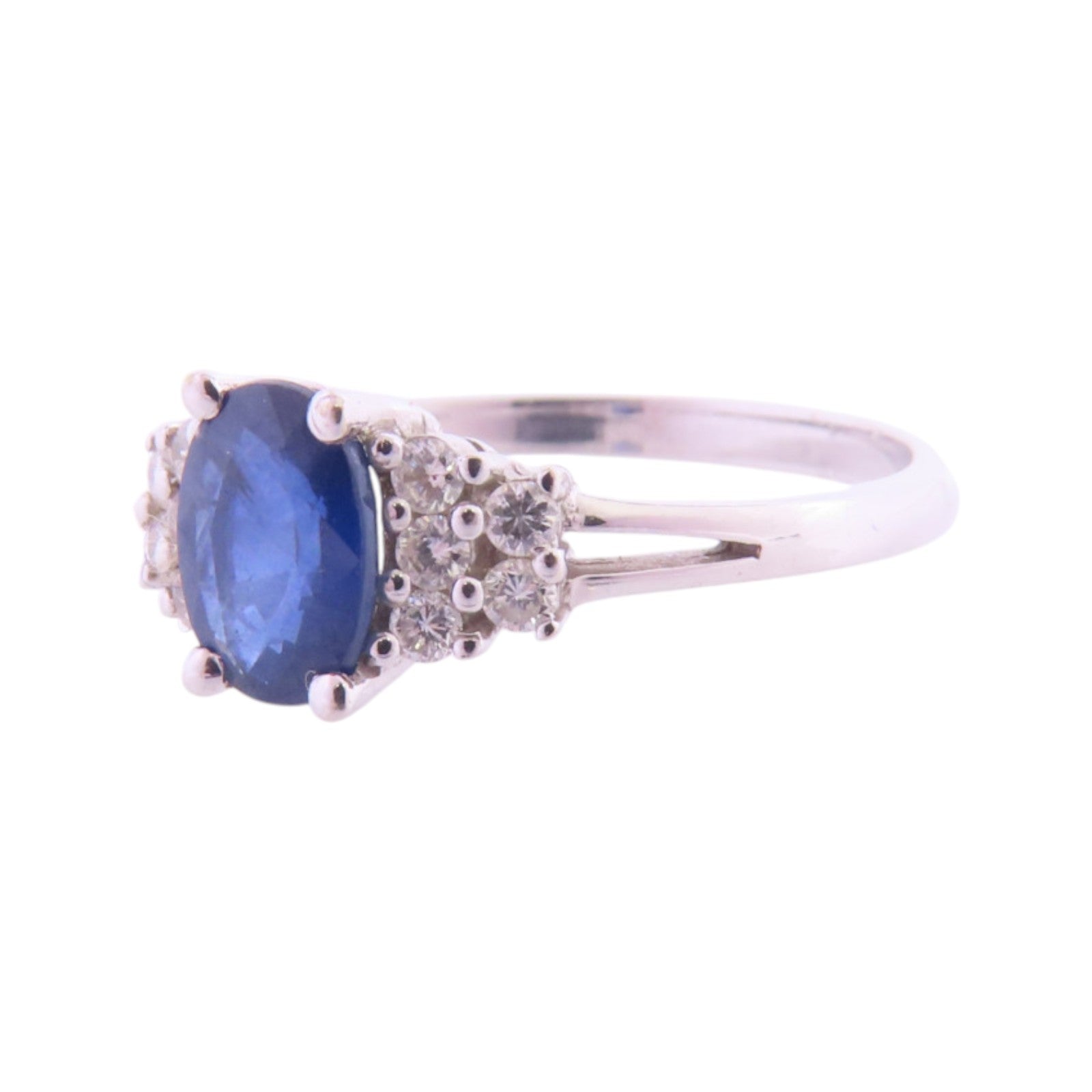 JEWELRY Sapphire Diamond Ring 18K White Gold US#6.25