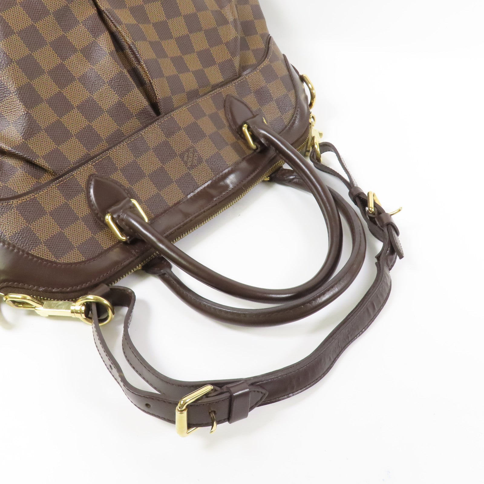 LOUIS VUITTON Damier Trevi GM金扣手挽肩背兩用袋棕色