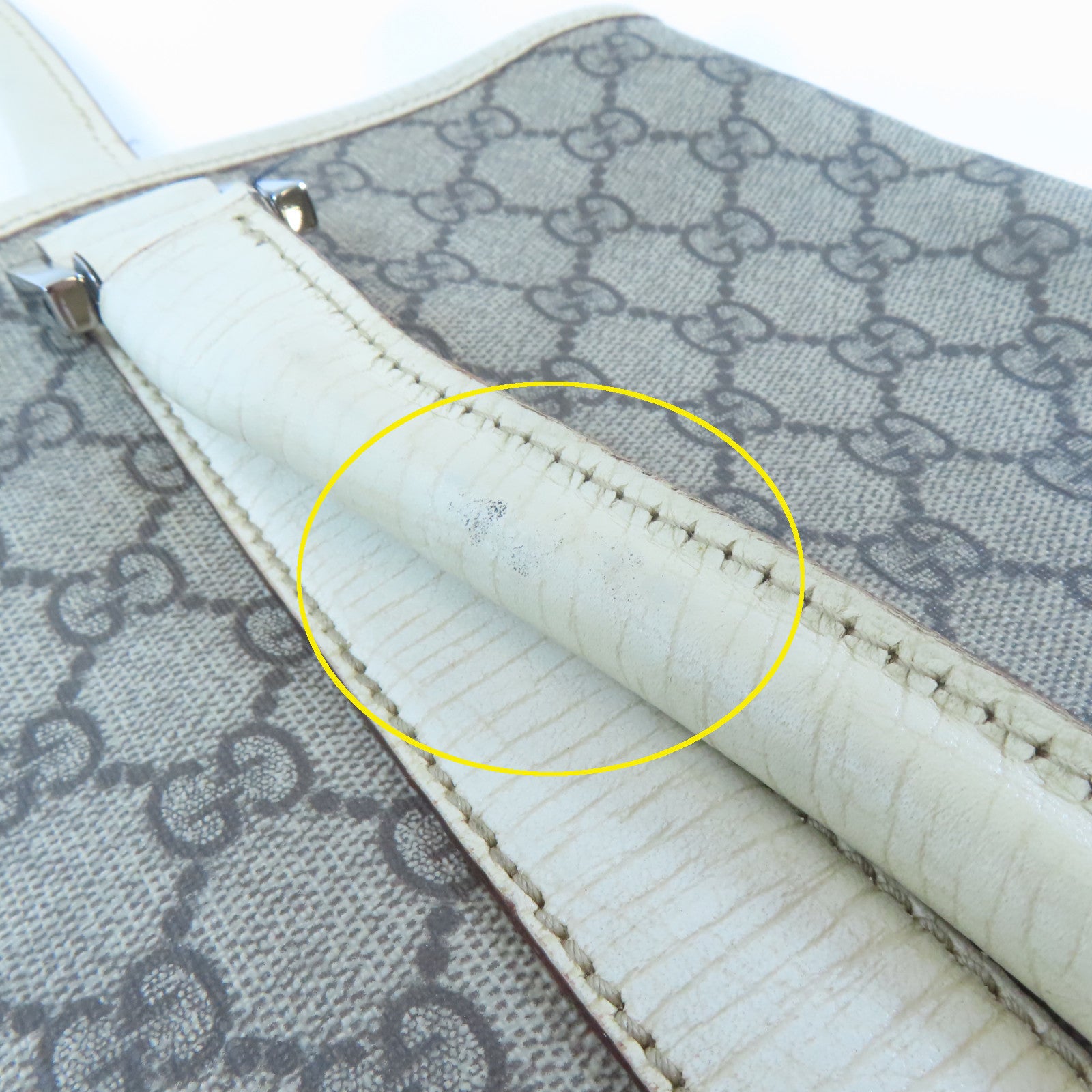 GUCCI 塗層帆布Tote Bag銀扣手挽袋啡色