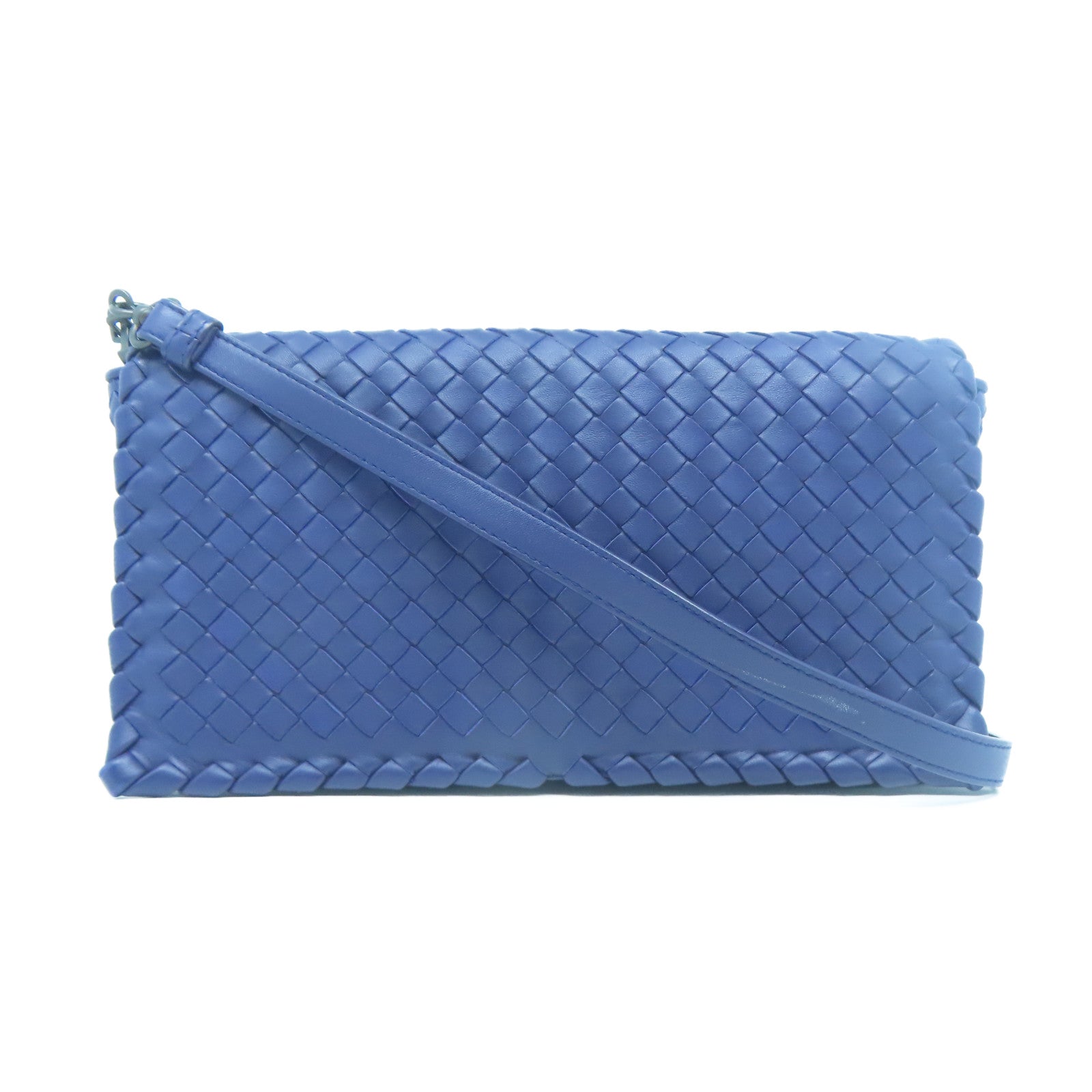 BOTTEGA VENETA 【清倉大減價】羊皮皮革Shoulder Bag黑扣肩背袋藍色