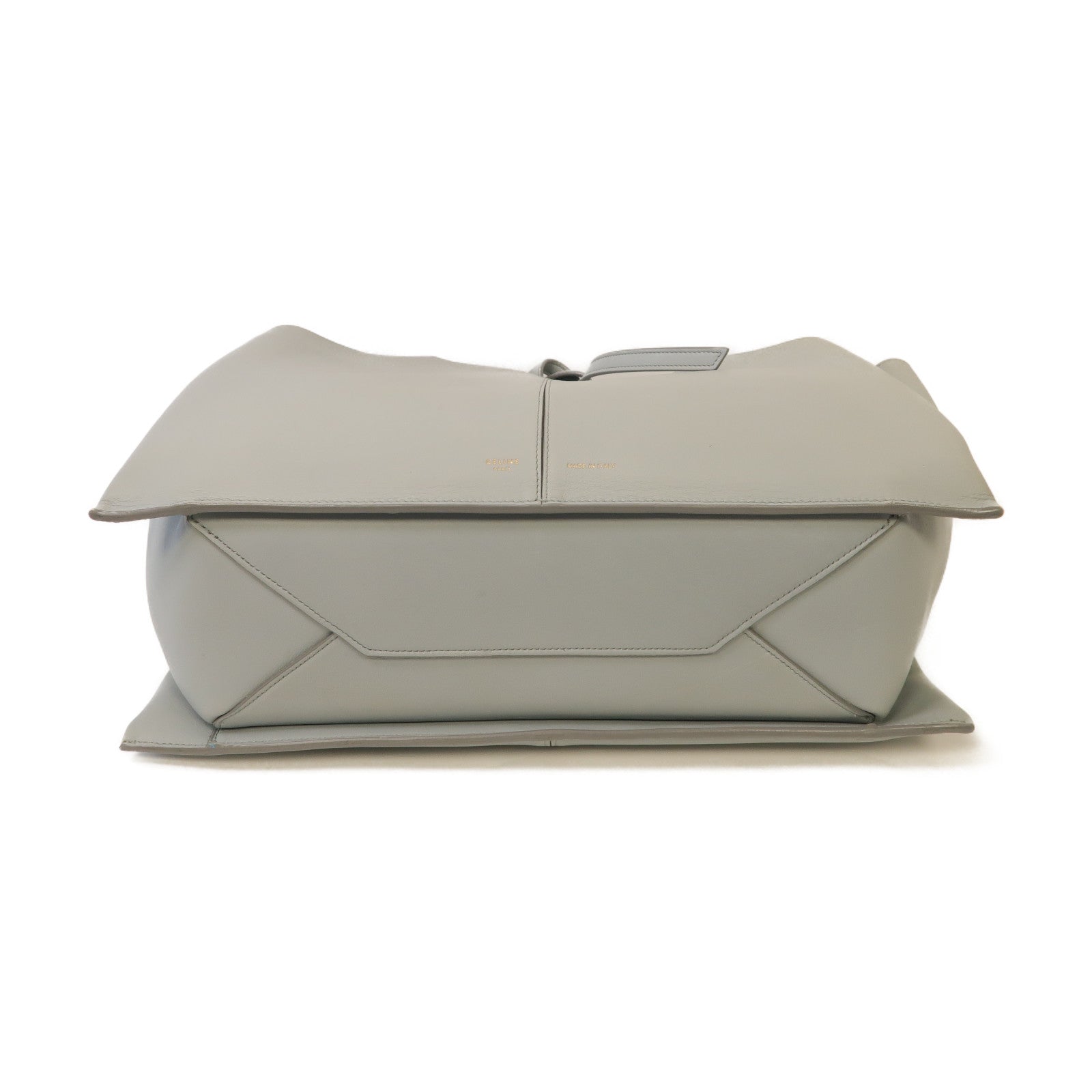 CELINE 牛皮皮革Tri Fold Bag金扣手挽袋淺藍色