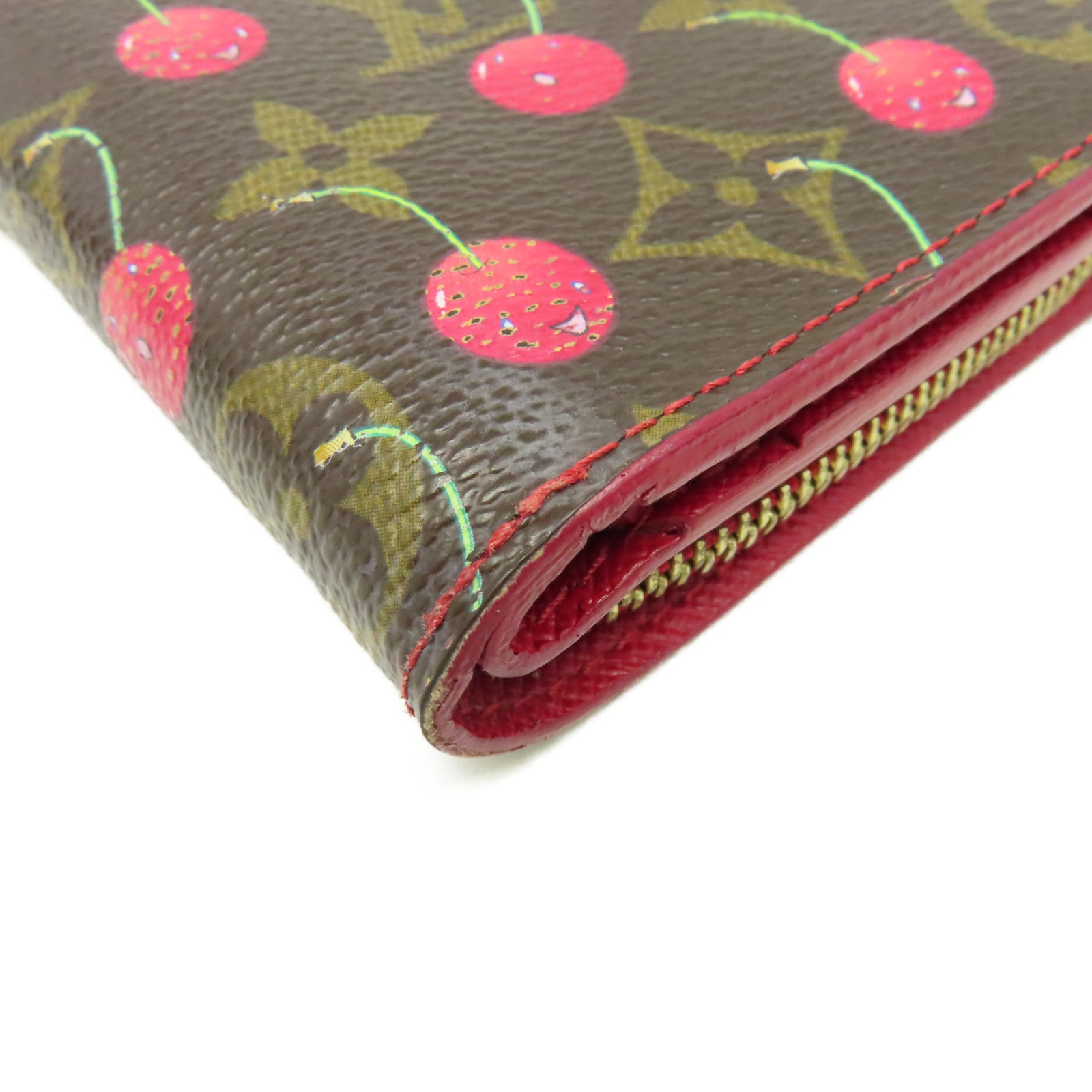 LOUIS VUITTON 【清倉大減價】Monogram Cherry Compact Zip Wallet金扣錢包啡色