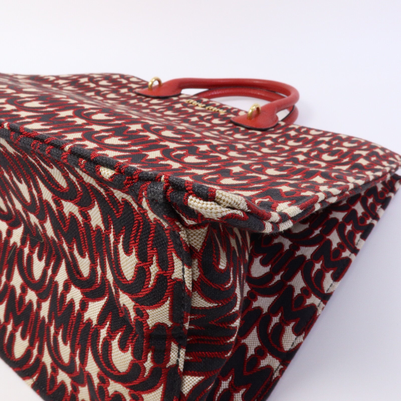 Miu Miu 帆布Tote Bag鏈帶手挽肩背兩用袋