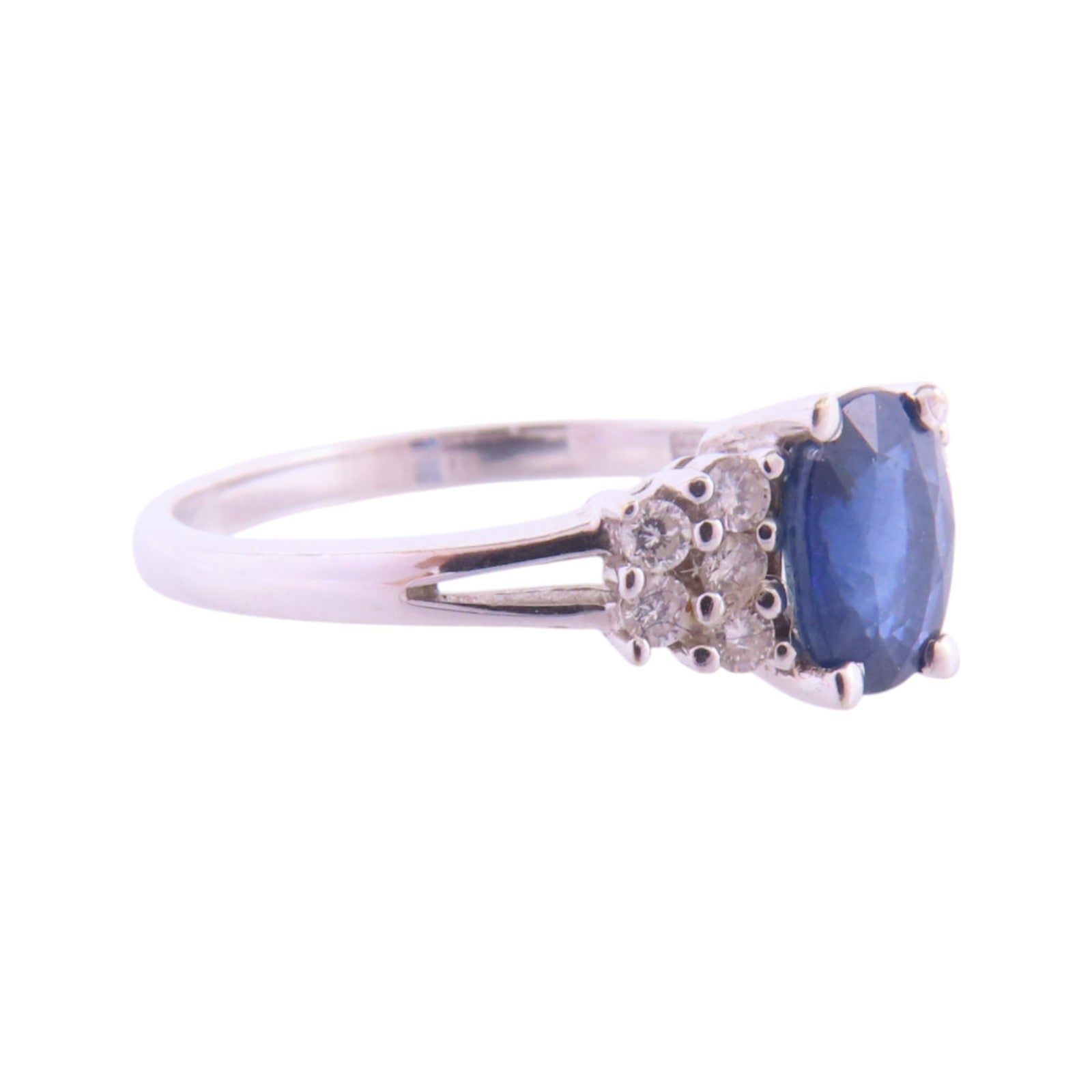 JEWELRY Sapphire Diamond Ring 18K White Gold US#6.25