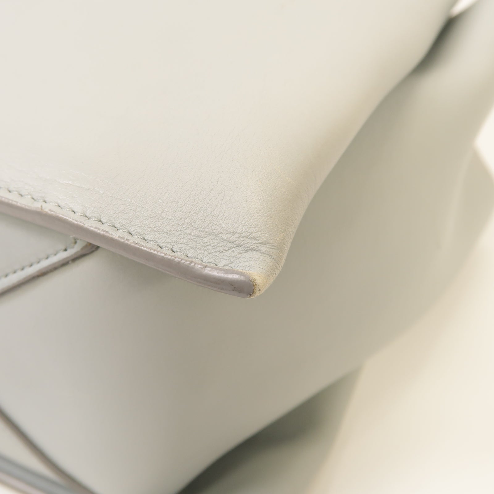 CELINE 牛皮皮革Tri Fold Bag金扣手挽袋淺藍色
