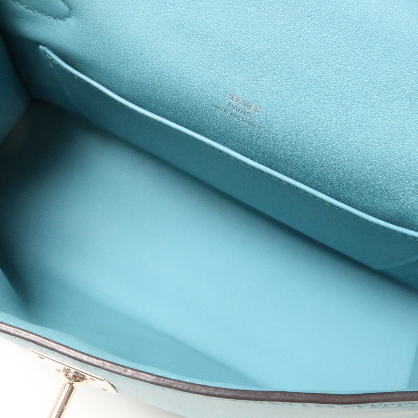 HERMES Swift皮革Kelly Pochette手挽袋Bleu Atoll