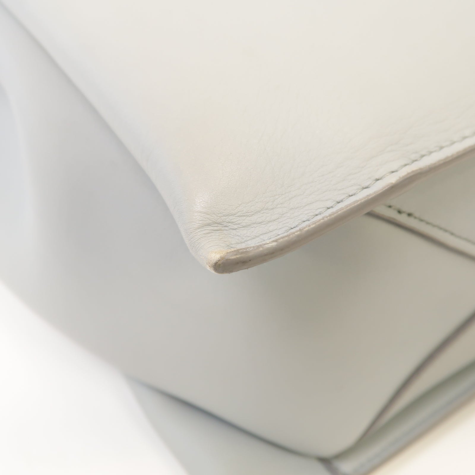 CELINE 牛皮皮革Tri Fold Bag金扣手挽袋淺藍色